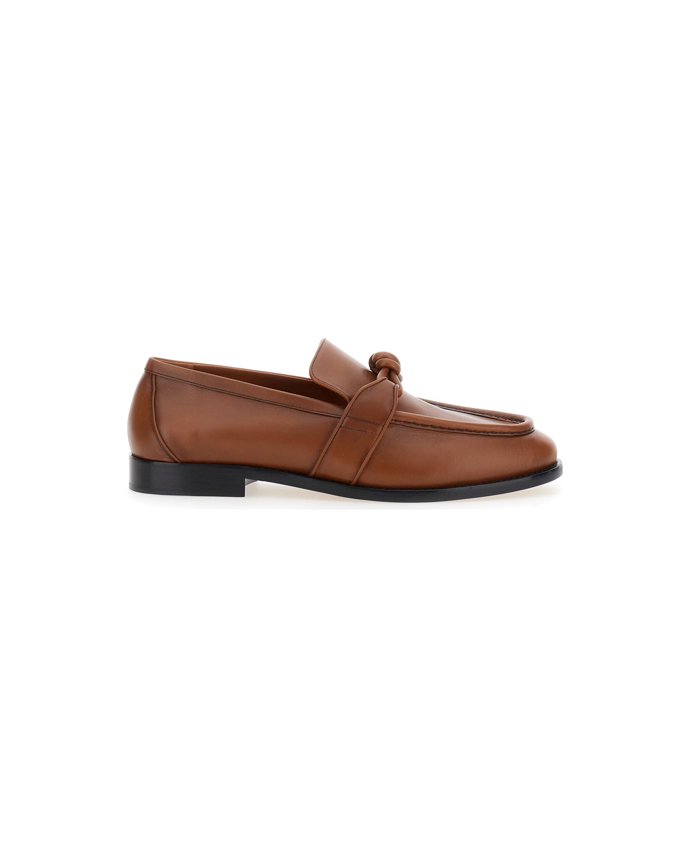 Bottega Veneta Brown Loafers With Knot Detail On The Front In Leather Man - Brown
