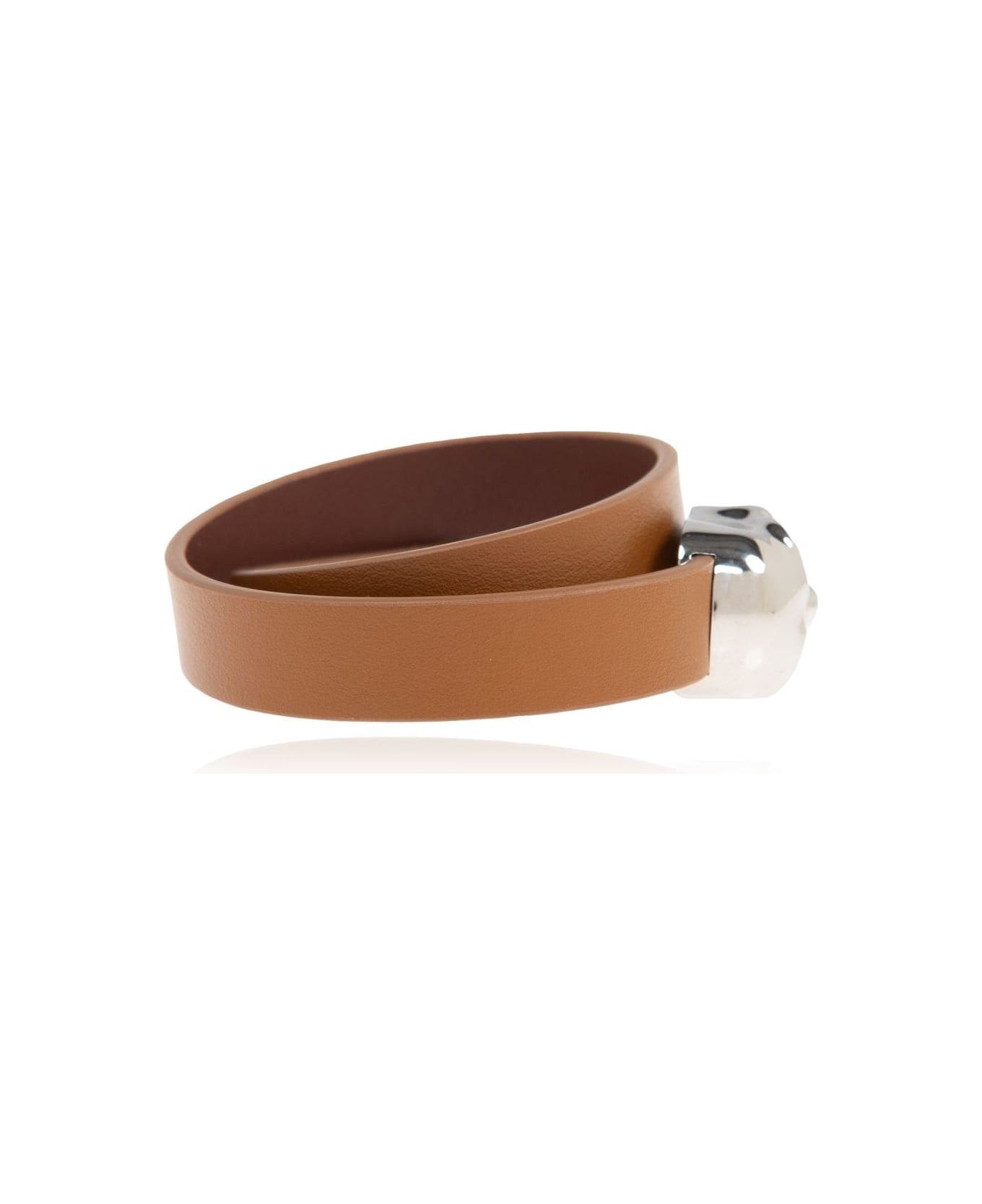 Alexander McQueen Skull Double Wrap Bracelet - PECAN/PALLADIUM