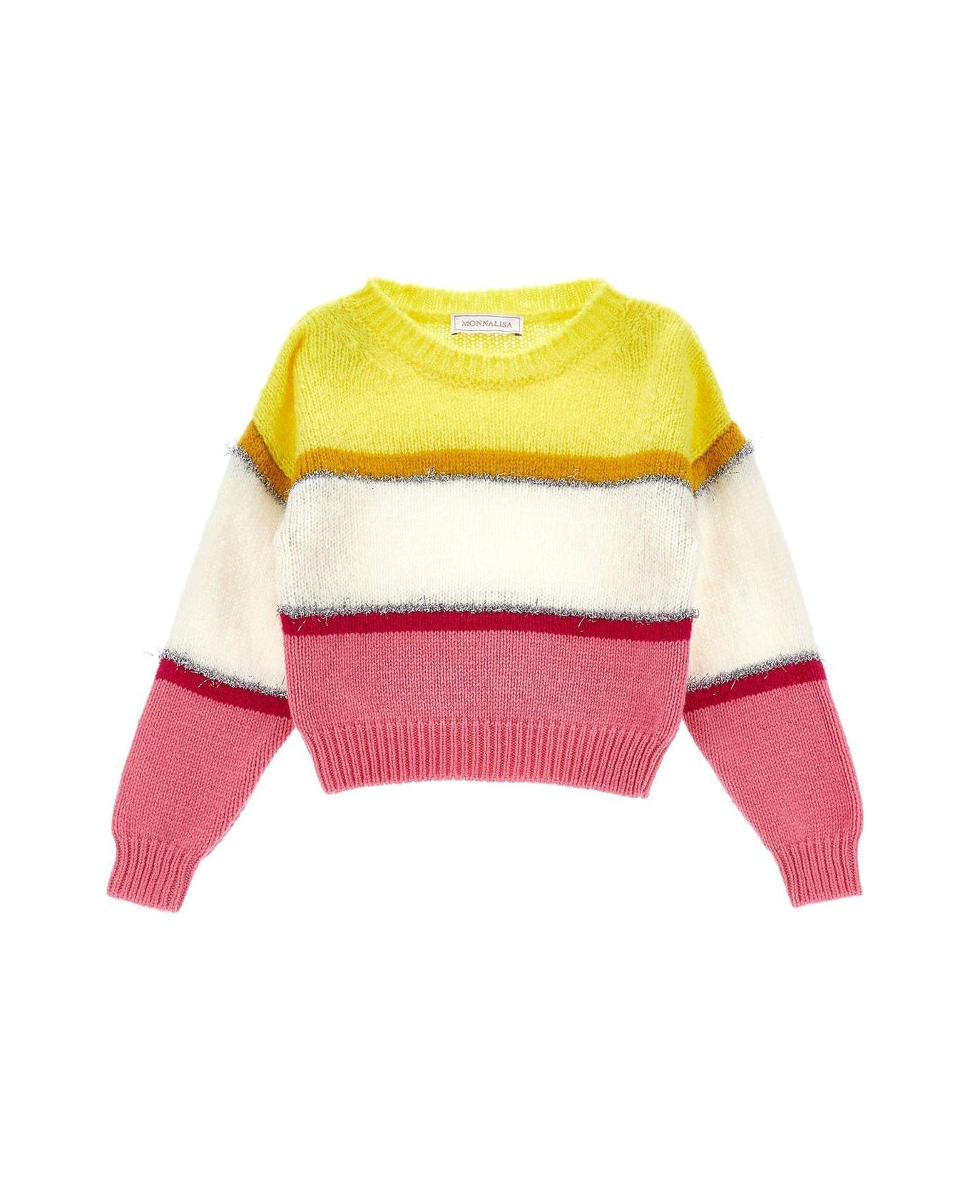 Monnalisa Colour-block Striped Knitted Jumper - Multicolor