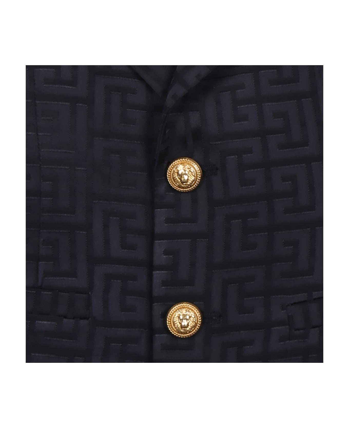 Balmain Blue Jacket For Baby Boy With Iconic Labyrinth - Blue