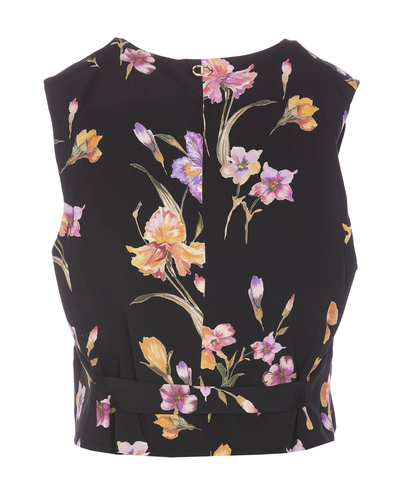 TwinSet Floral Print Gilet - Black
