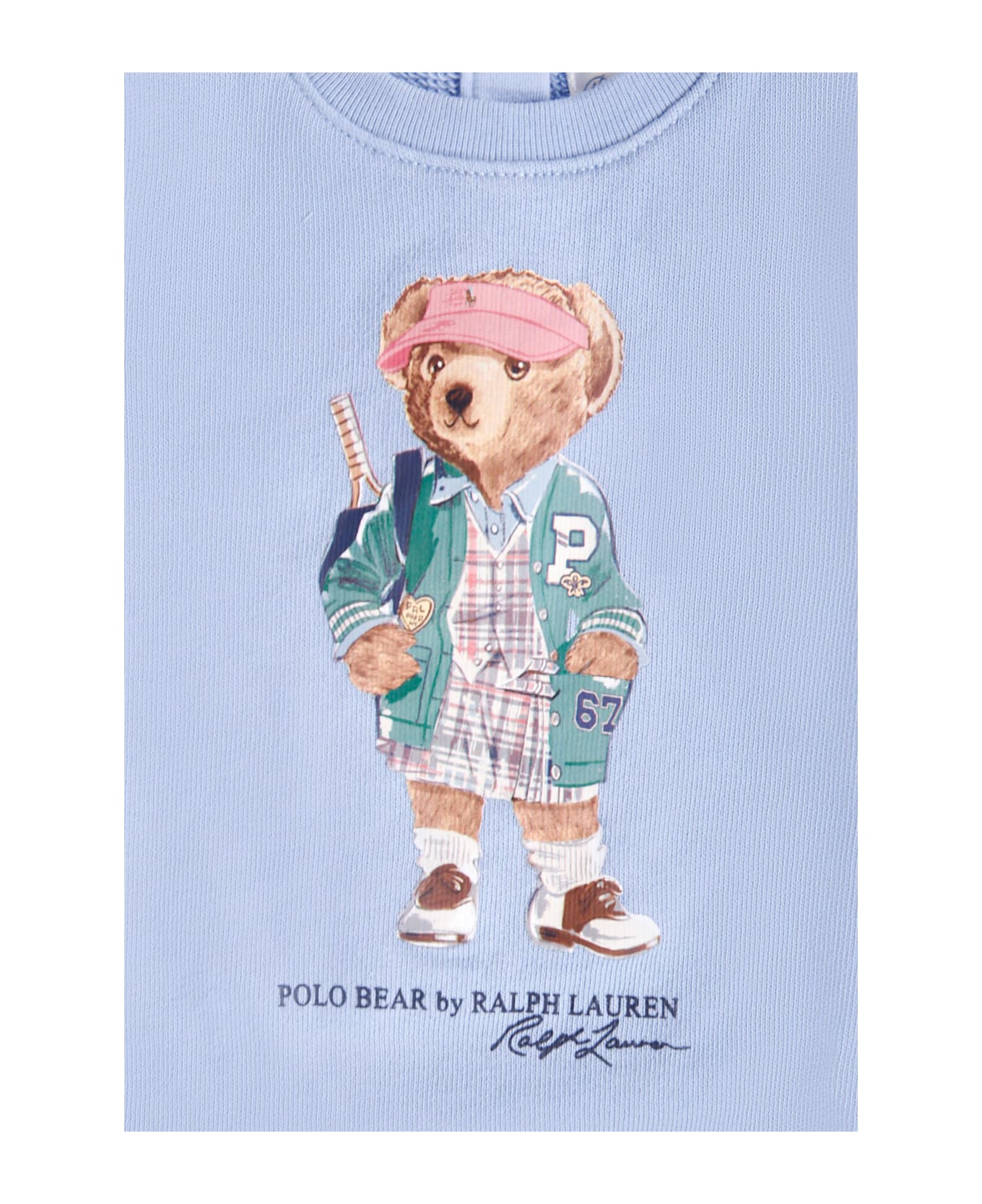 Ralph Lauren Light Blue Sweatshirt For Baby Girl With Polo Bear - Light Blue
