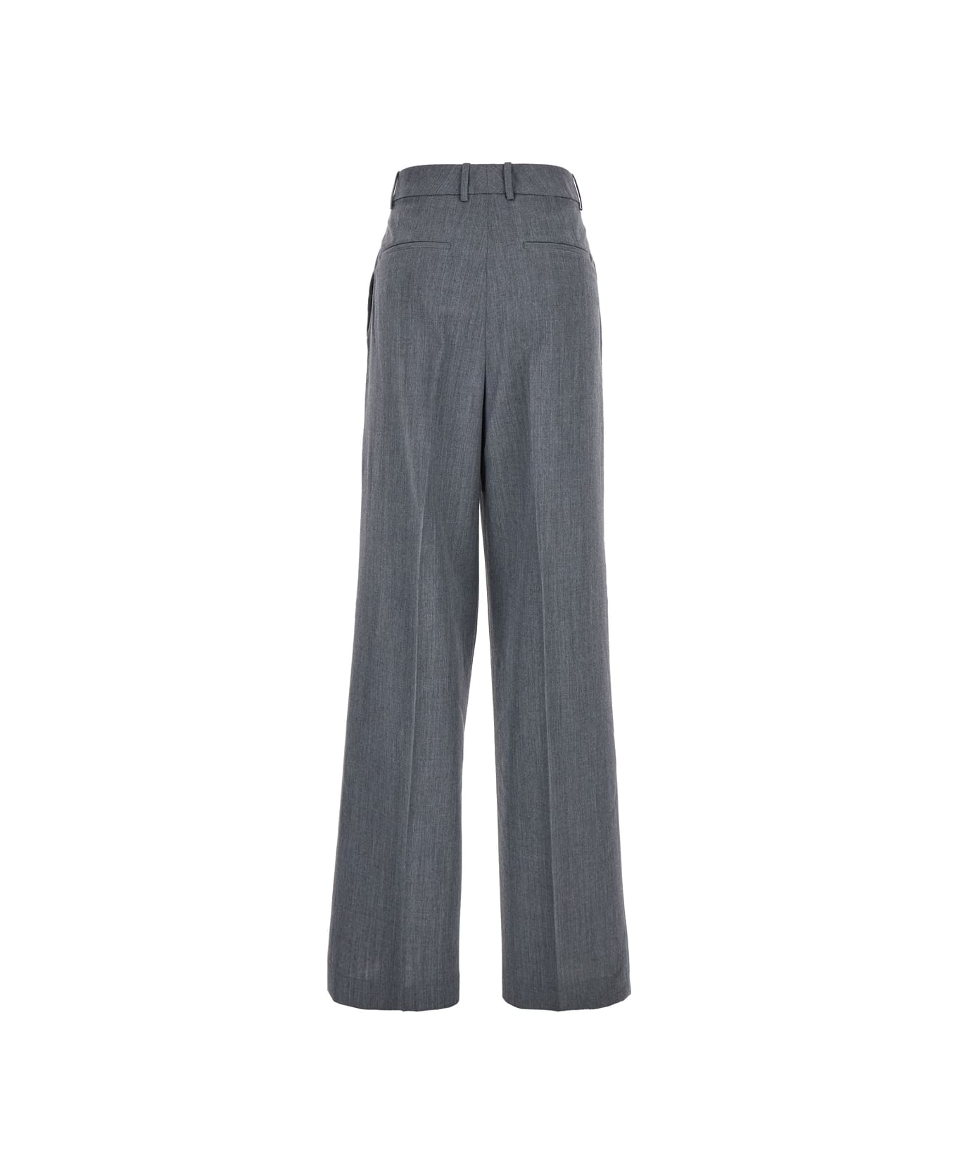 Róhe Wide Leg Double Pleated Trousers - Grey ボトムス