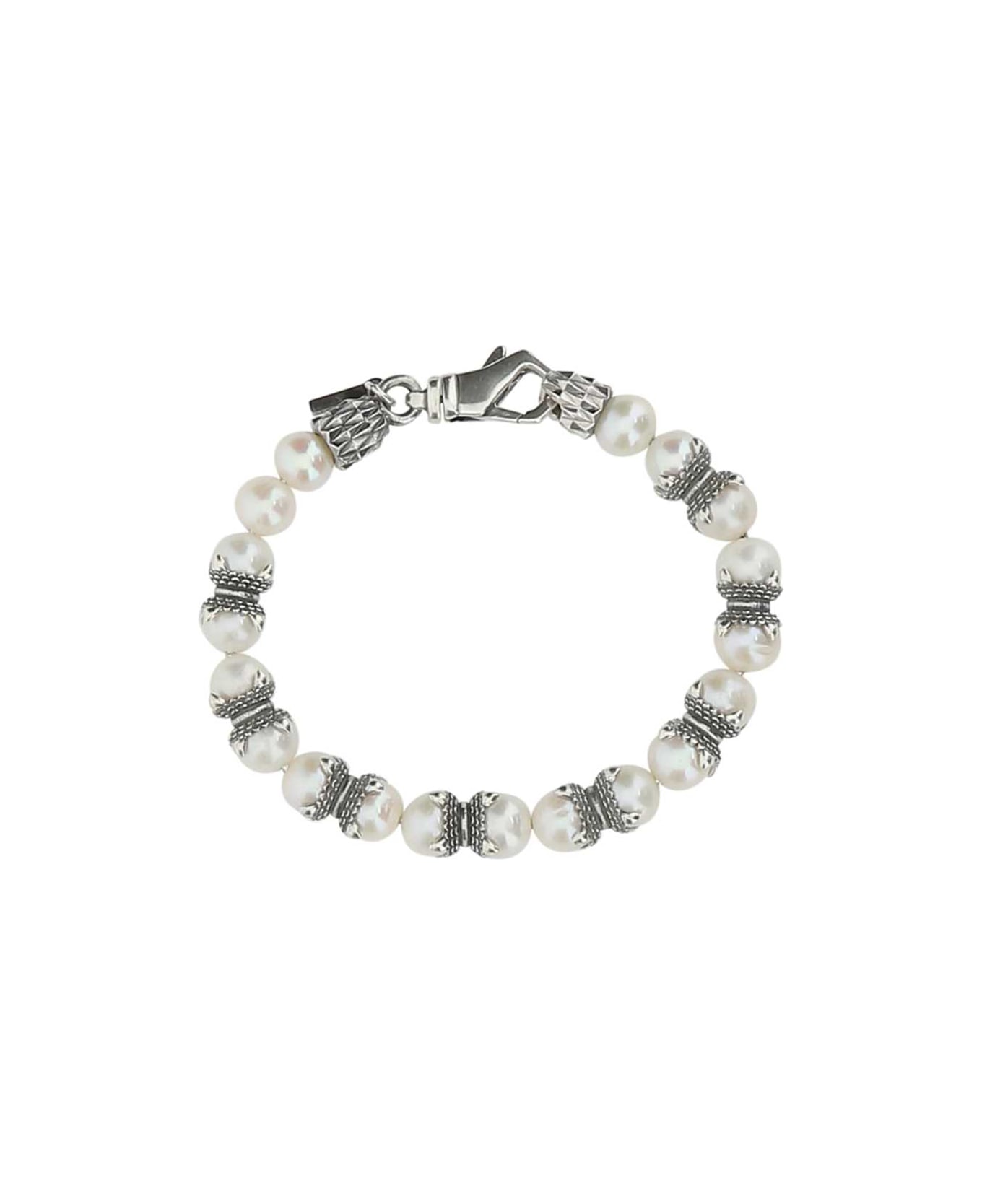 Emanuele Bicocchi Metal And Pearls Large Pearl Bracelet - ARGENTO ブレスレット