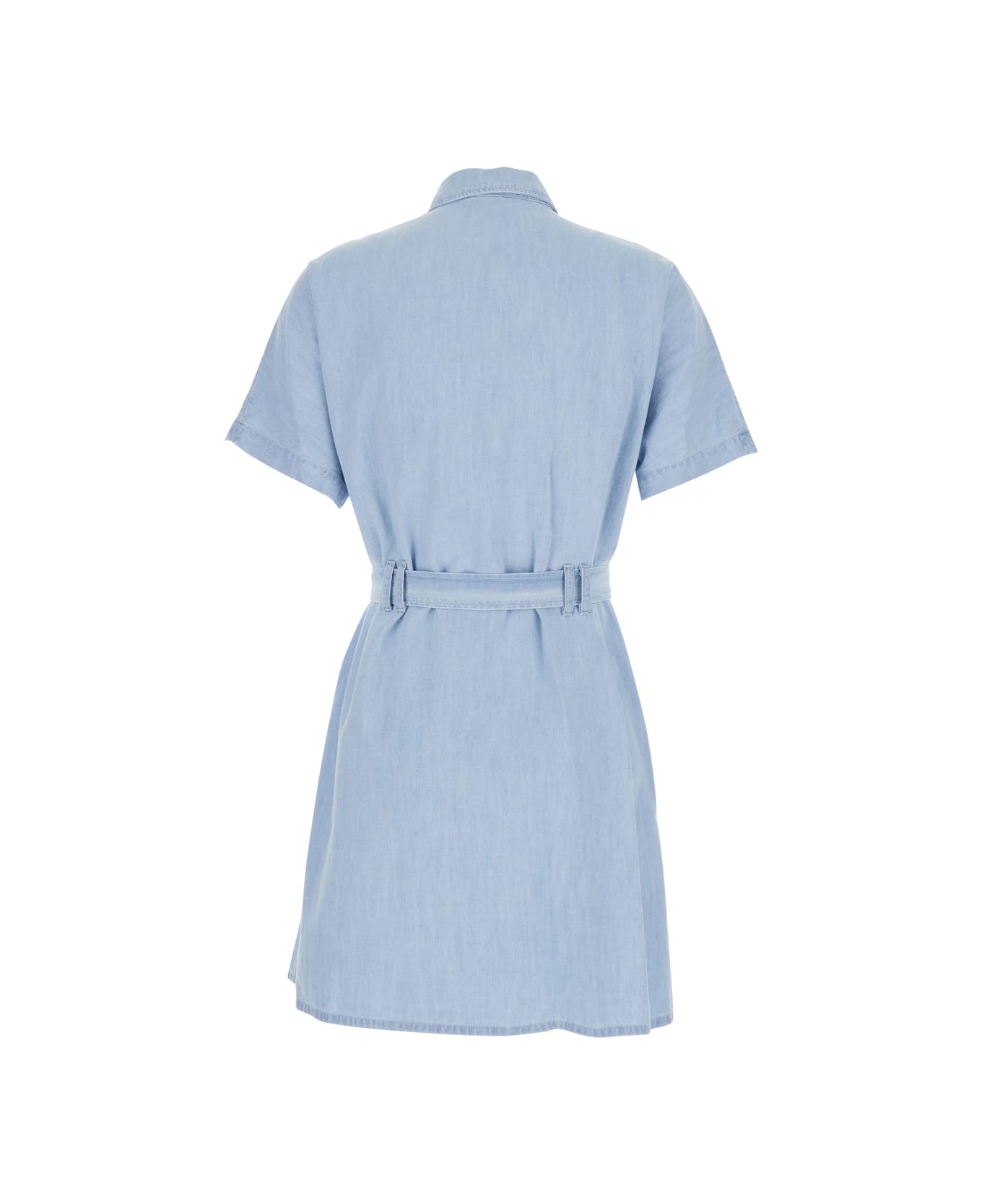 A.P.C. 
suzanne
 Light Blue Dress With Patch Pockets On The Chest And Waist Belt In Cotton Woman - Gnawed Blue