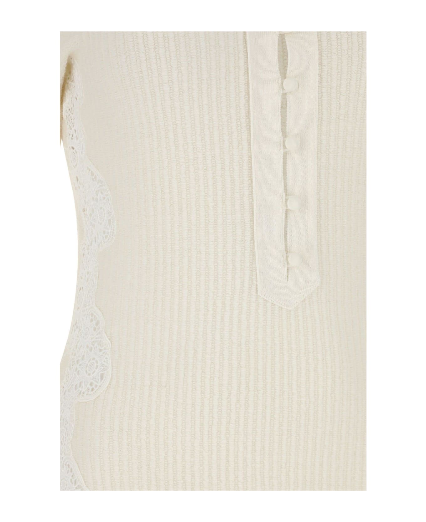 Chloé Ivory Wool Top - Bianco