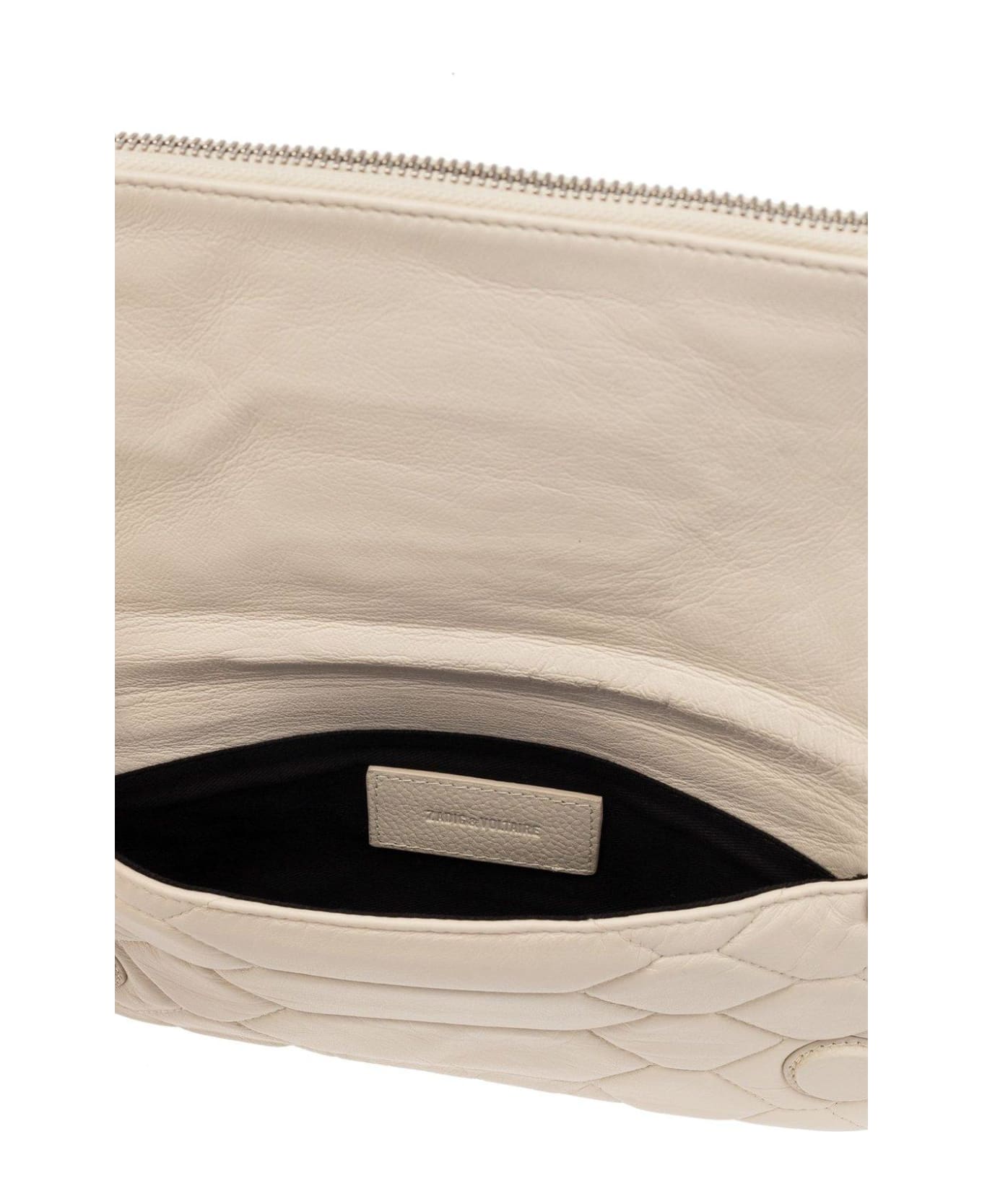 Zadig & Voltaire Rock Xl Quilted Clutch Bag - Cream