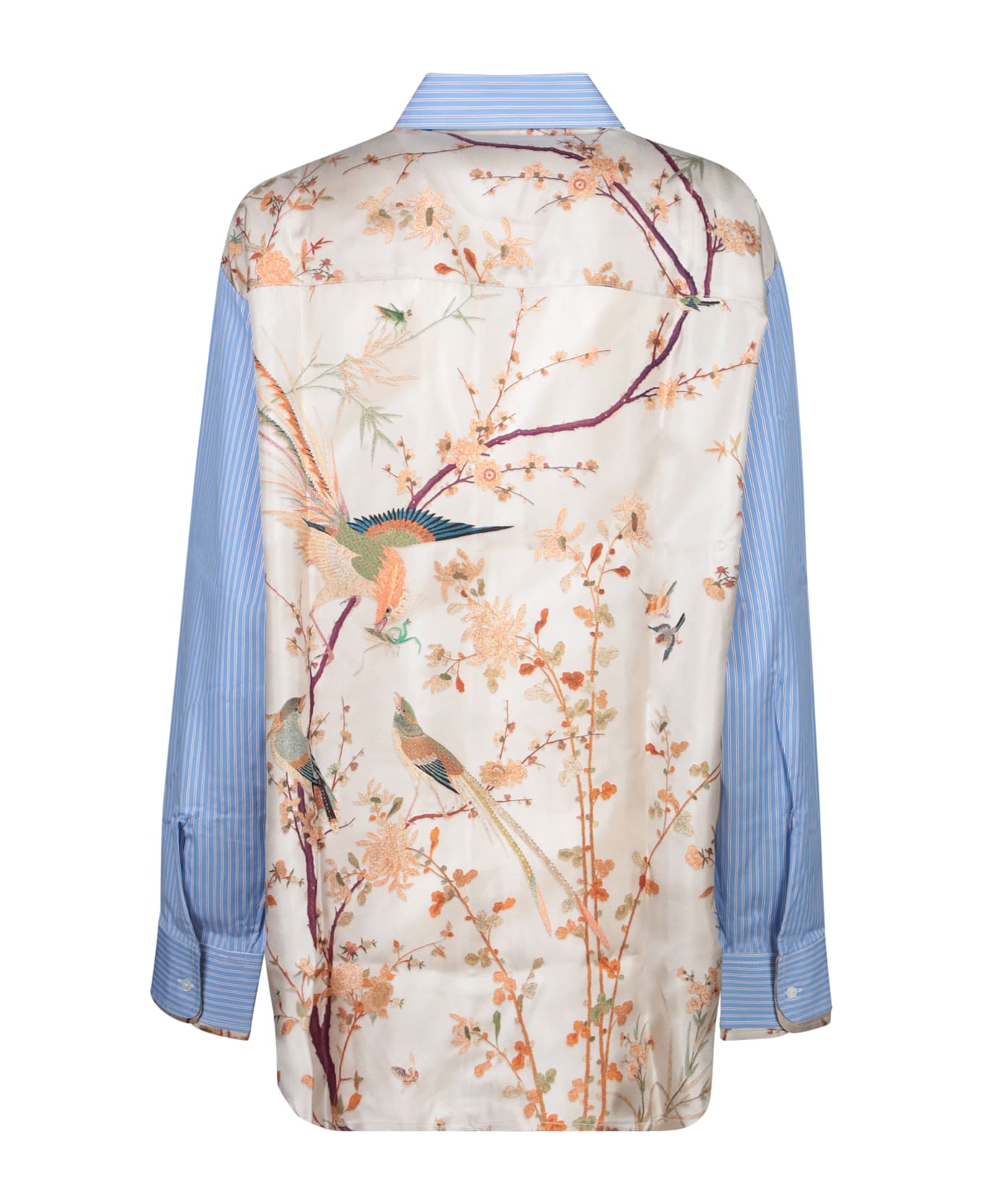Pierre-Louis Mascia Light Blue Striped And Floral Shirt - Blue