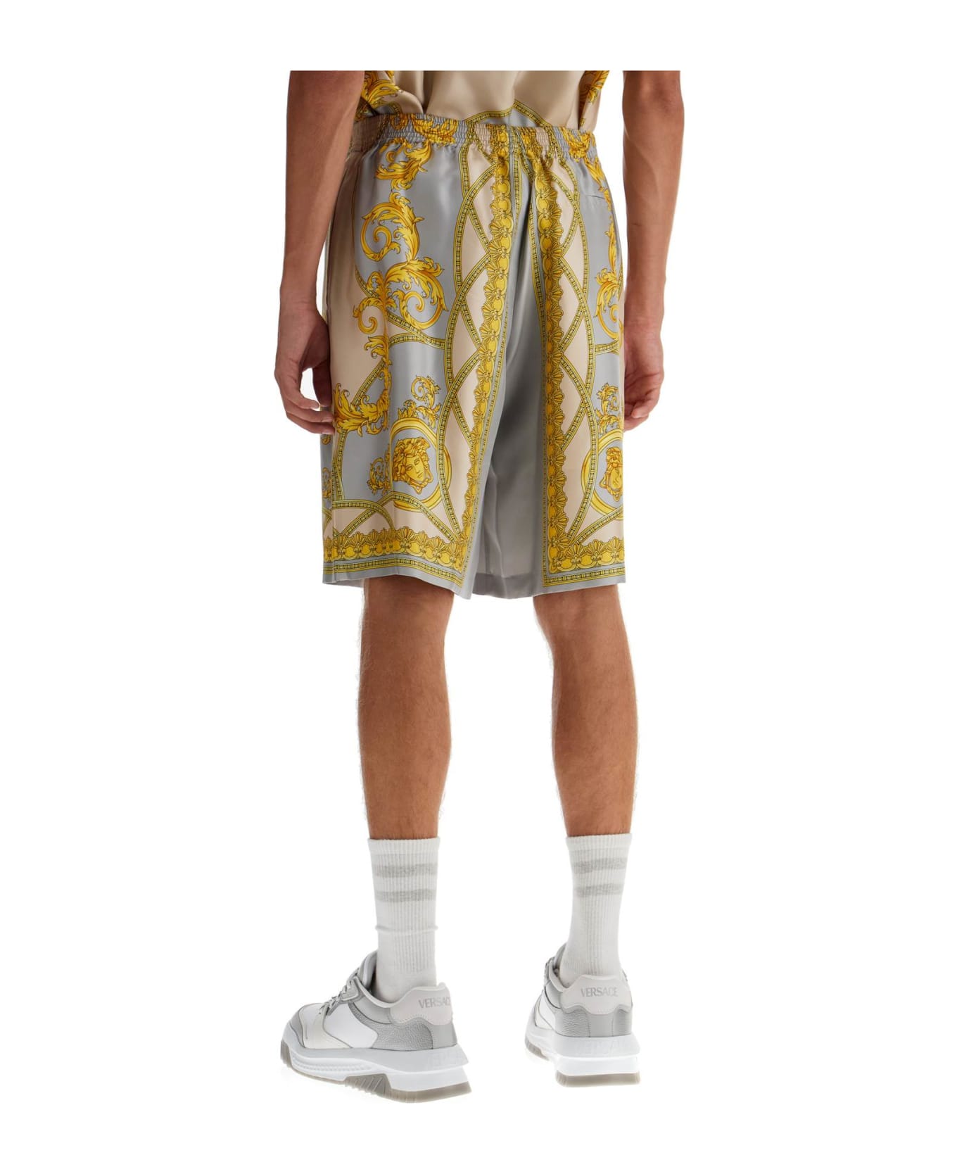 Versace Silk Bermuda Shorts 'cup Of - Gold