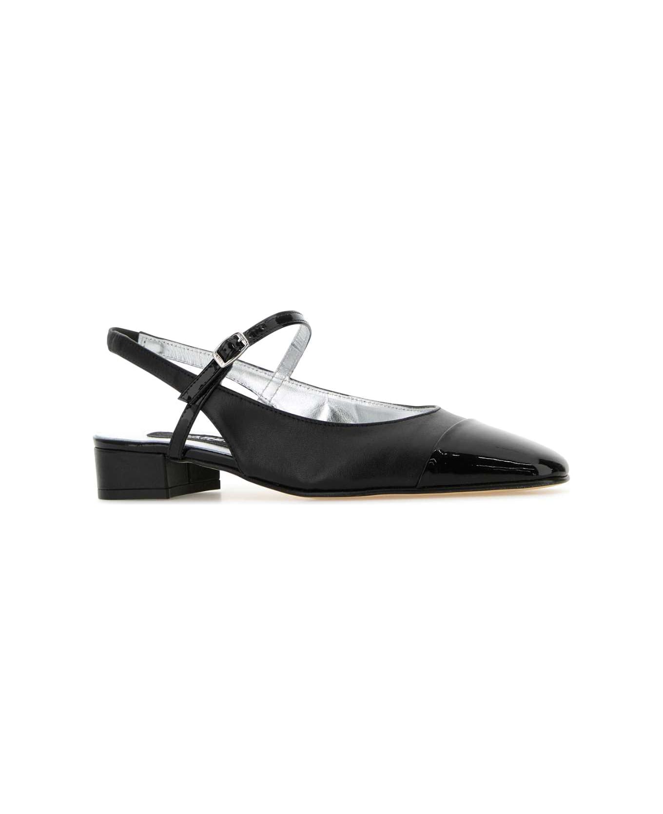 Carel Black Leather Oceano Ballerinas - BLACK