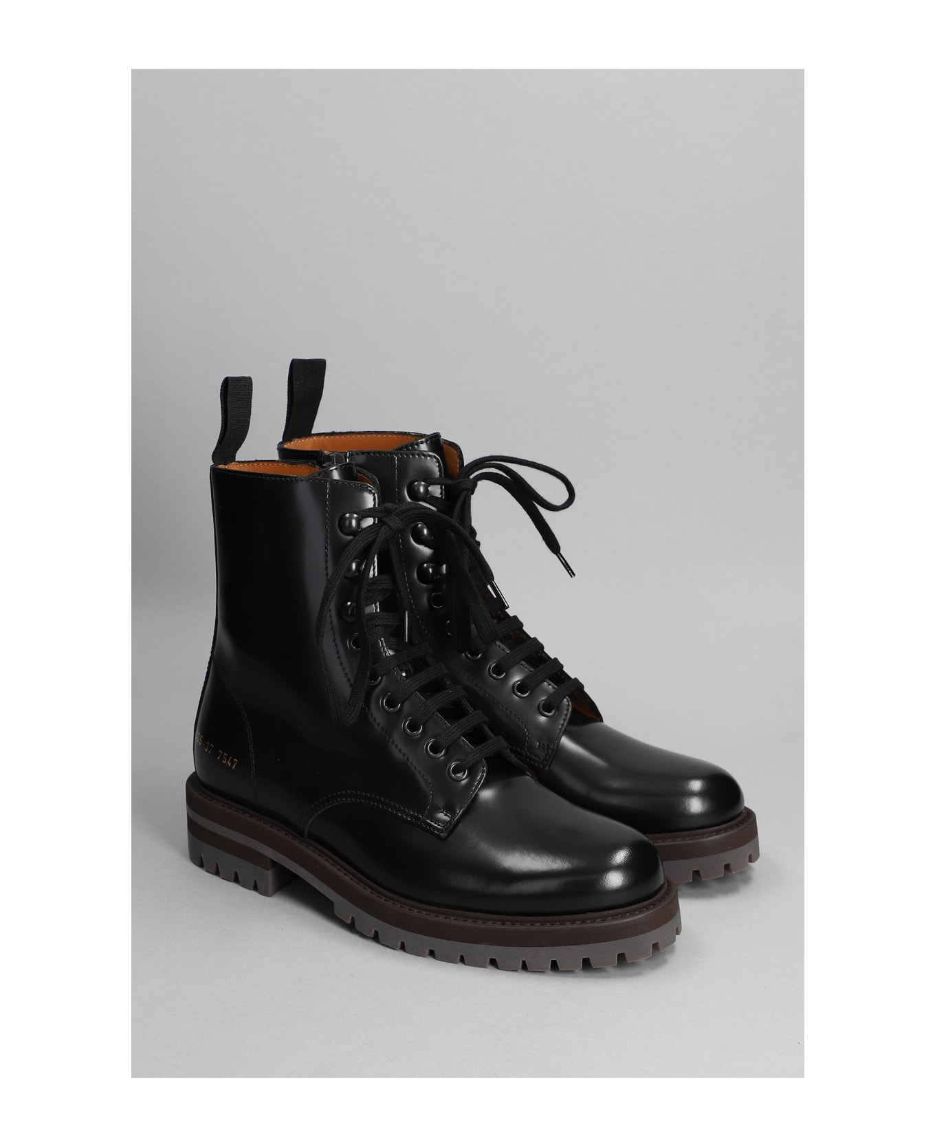 Common Projects Combat Boot Combat Boots In Black Leather - Black