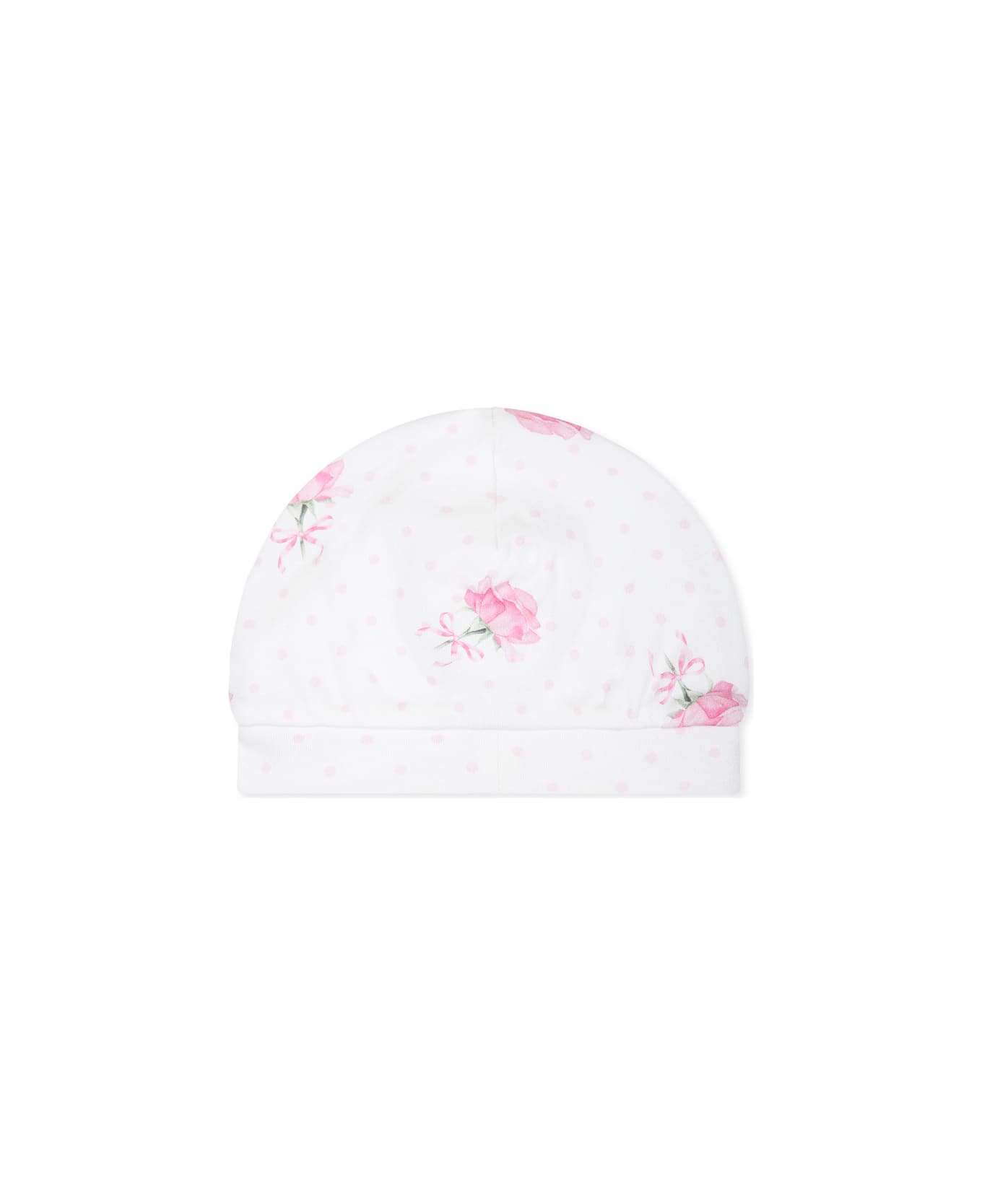 Monnalisa White Hat For Baby Girl With Polka Dots - White