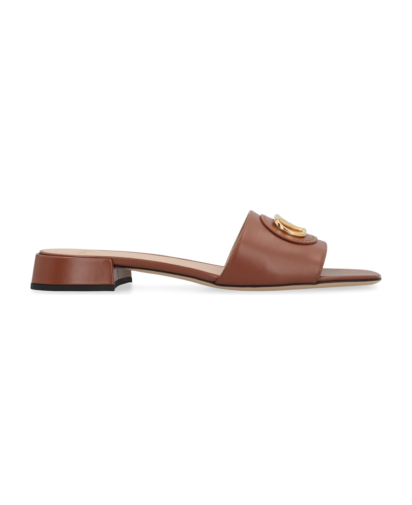 Valentino Garavani Vlogo Signature Leather Slides - brown