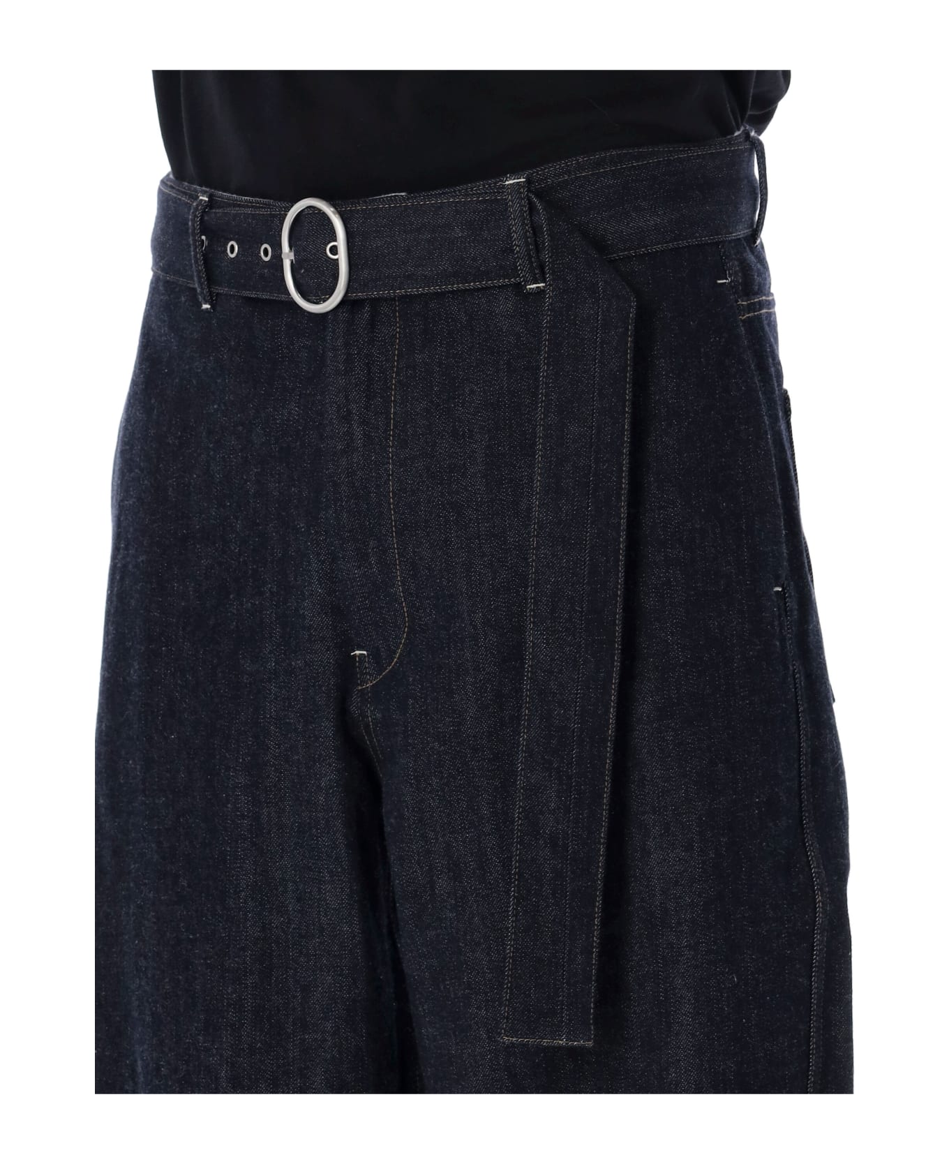 Jil Sander Belted Oversize Denim Pants - BLUE