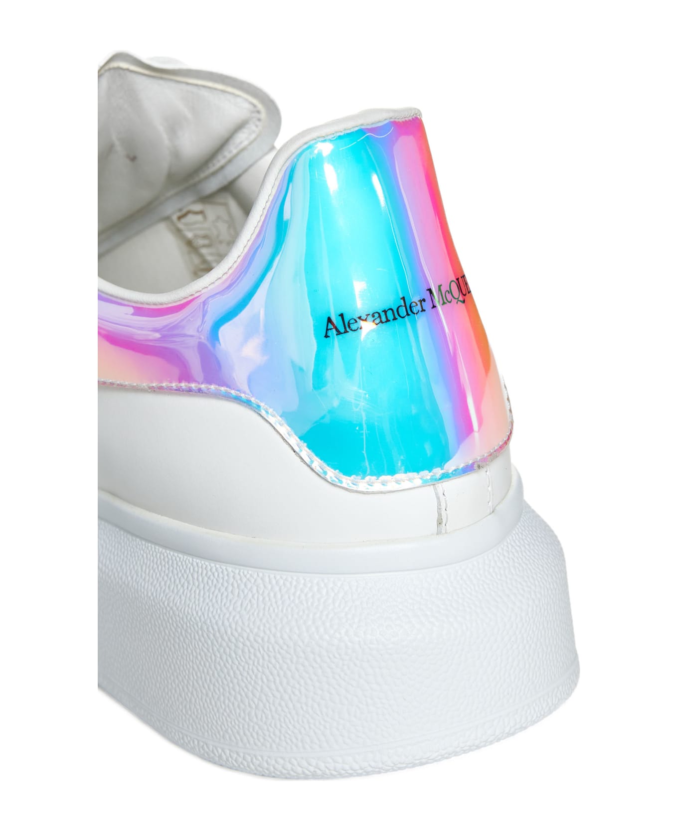 Alexander McQueen White Oversize Sneakers With Iridescent Spoiler - Bianco