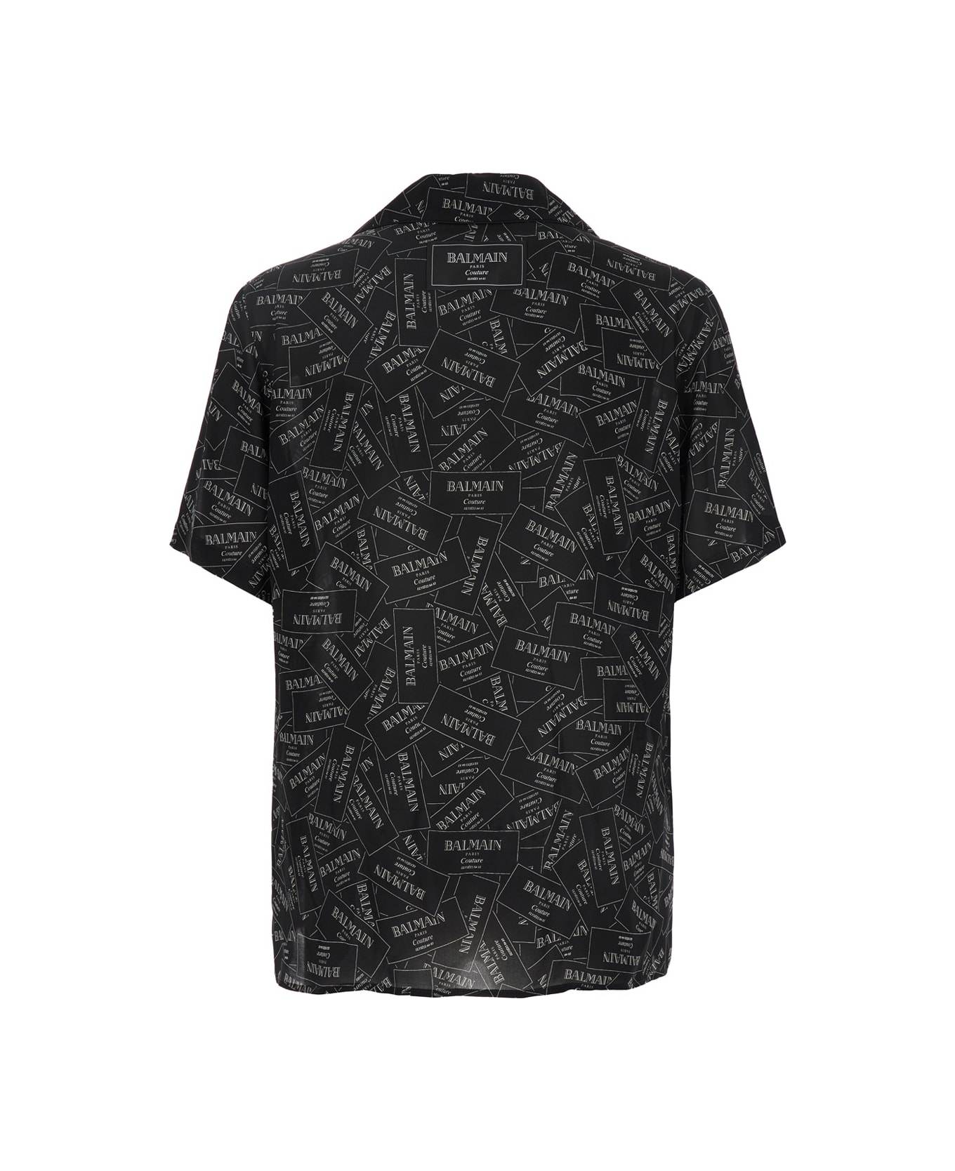 Balmain All-over Label Printed Pyjama Shirt - Black