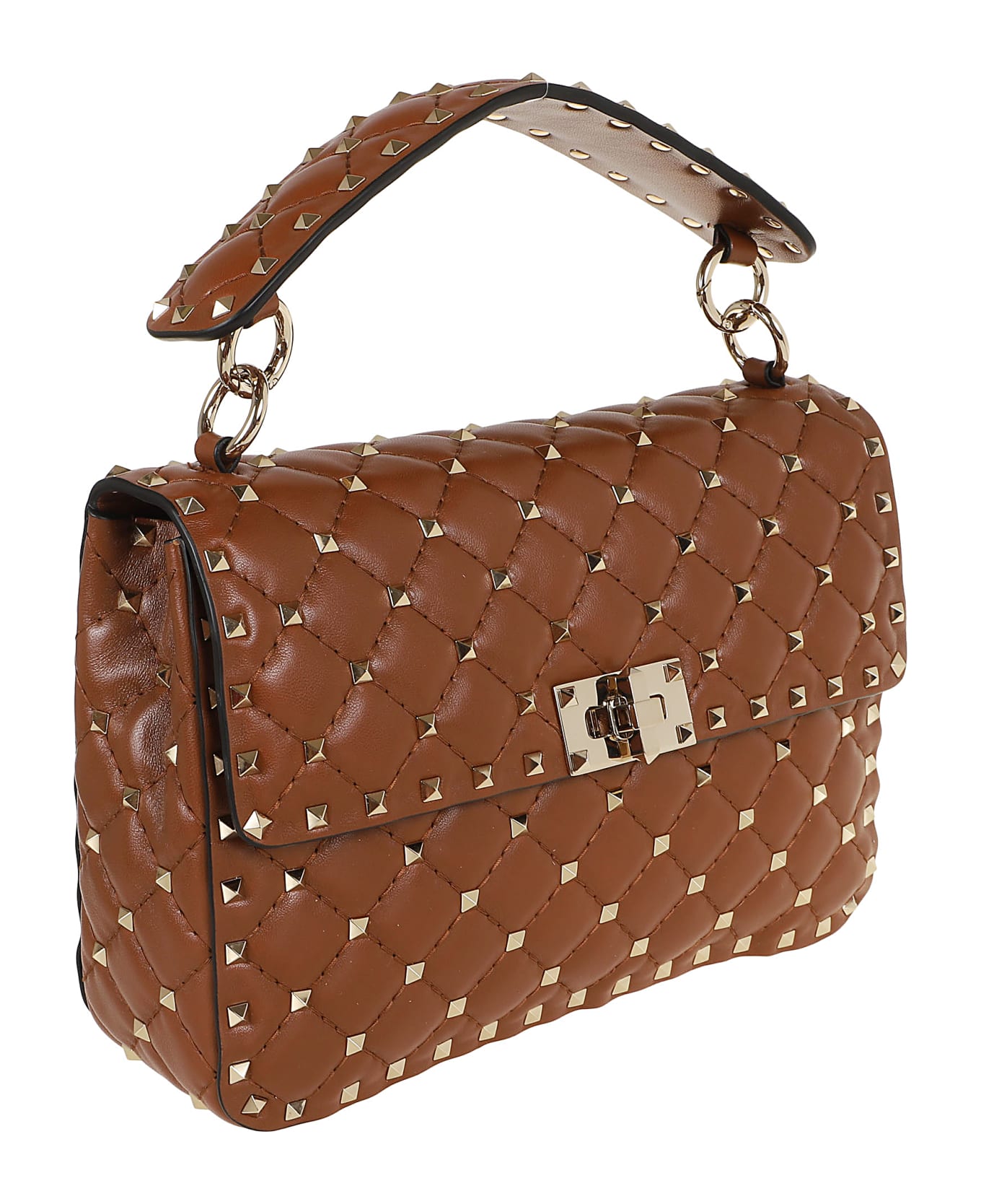 Valentino Garavani Medium Shoulder Bag Spike Rockstud - Tobacco