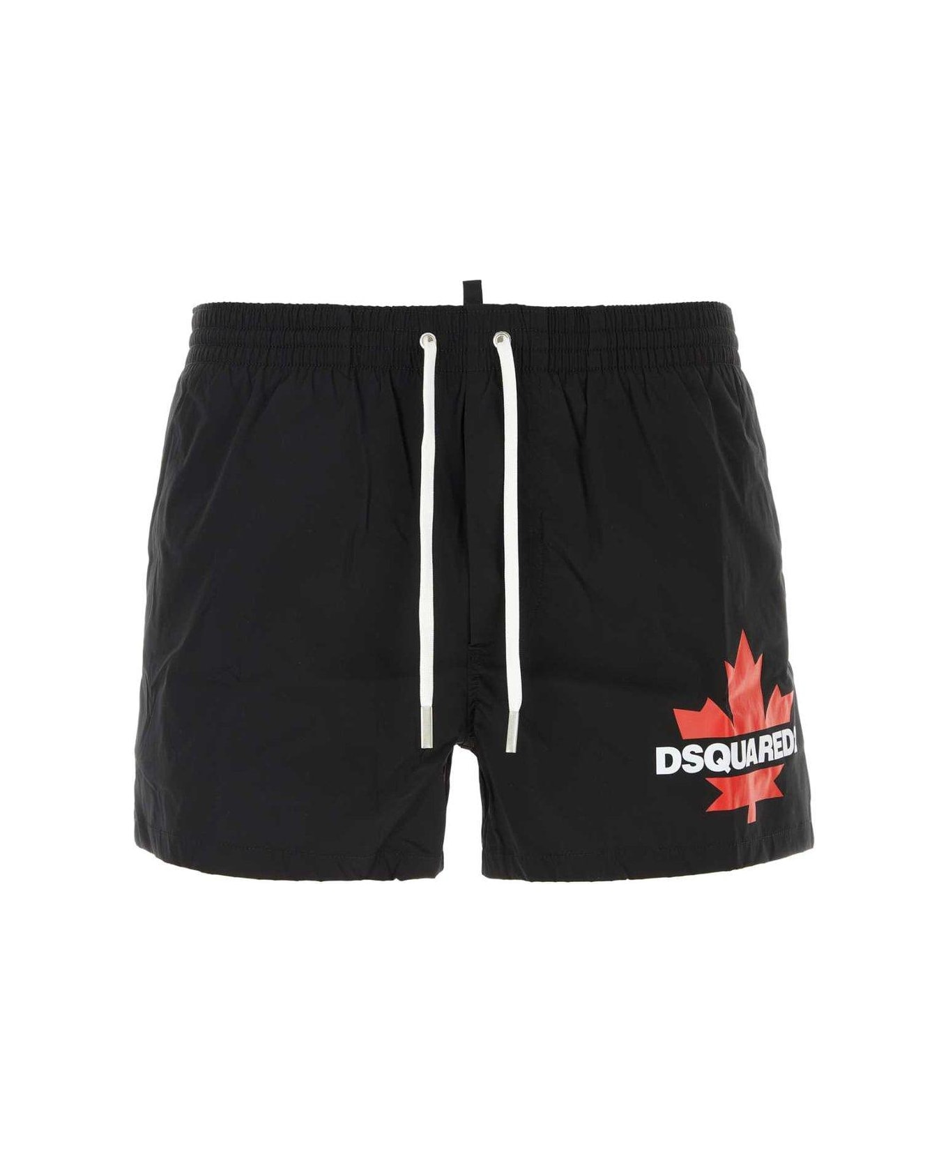 Dsquared2 Logo Printed Drawstring Swimming Shorts - BLACK
