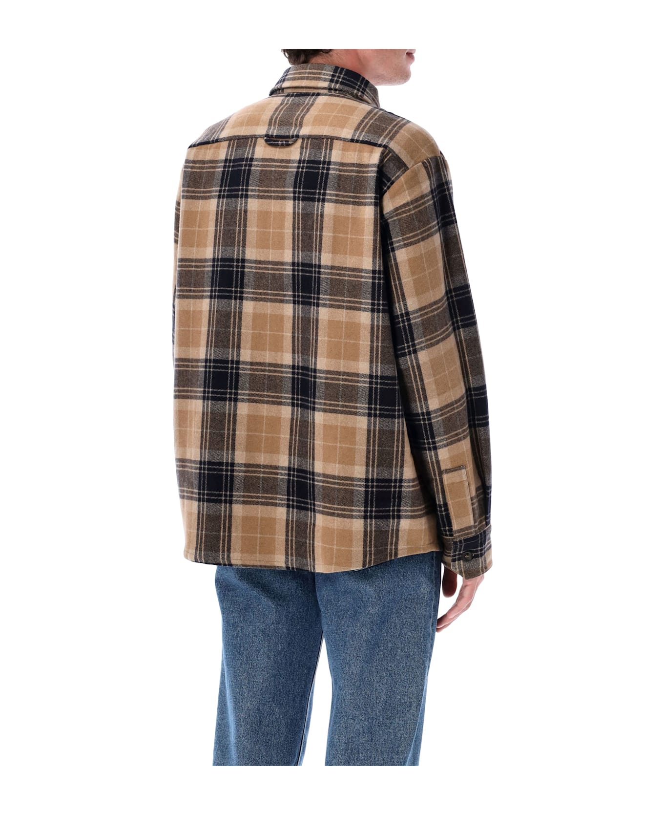 A.P.C. Bobby Tartan Wool Overshirt - BEIGE DARK NAVY