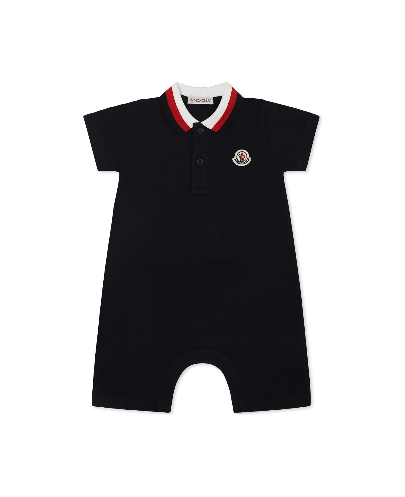 Moncler Blue Babygrow For Baby Boy With Logo - Blue