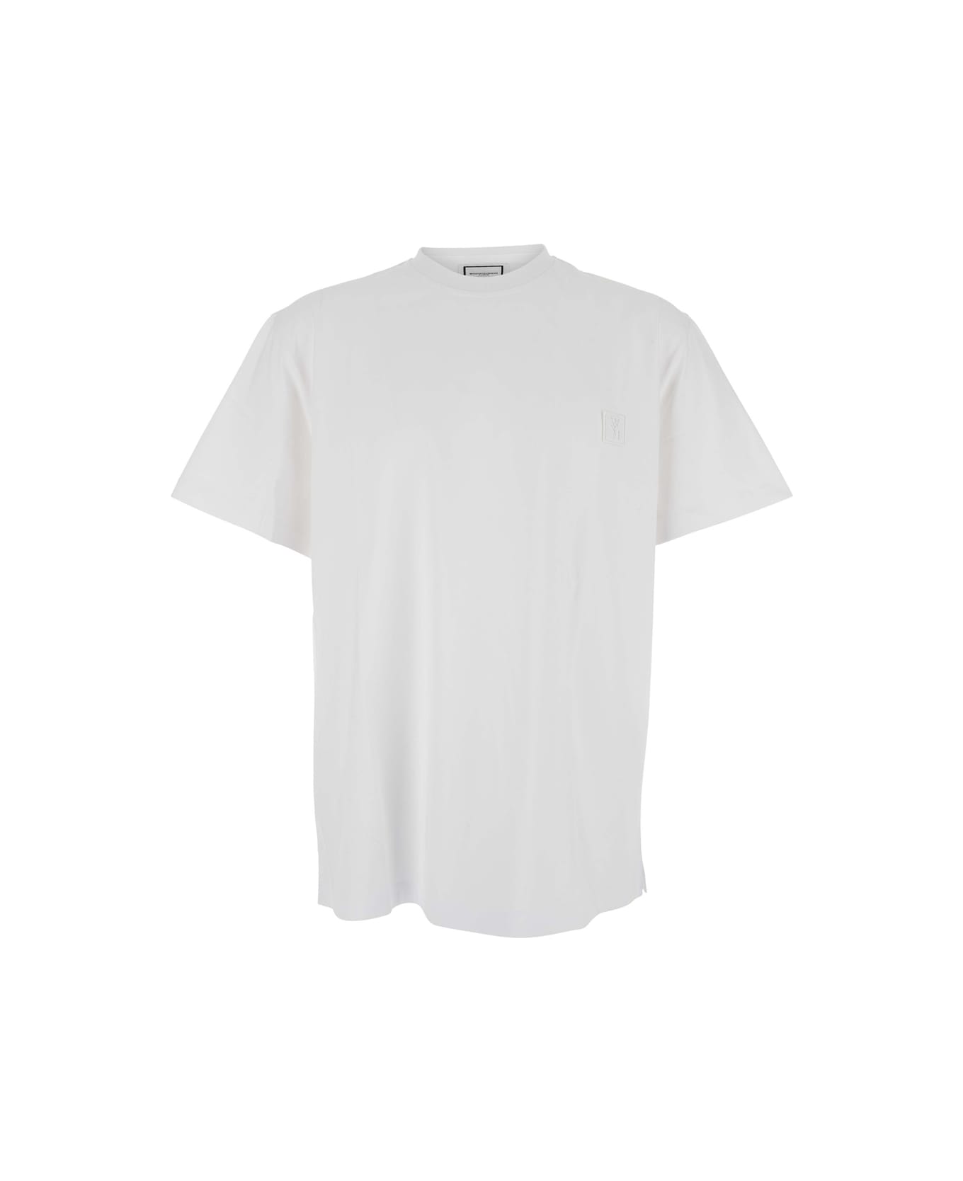 WOOYOUNGMI Grey Crew Neck T-shirt With Back Lettering Logo In Cotton Man - White