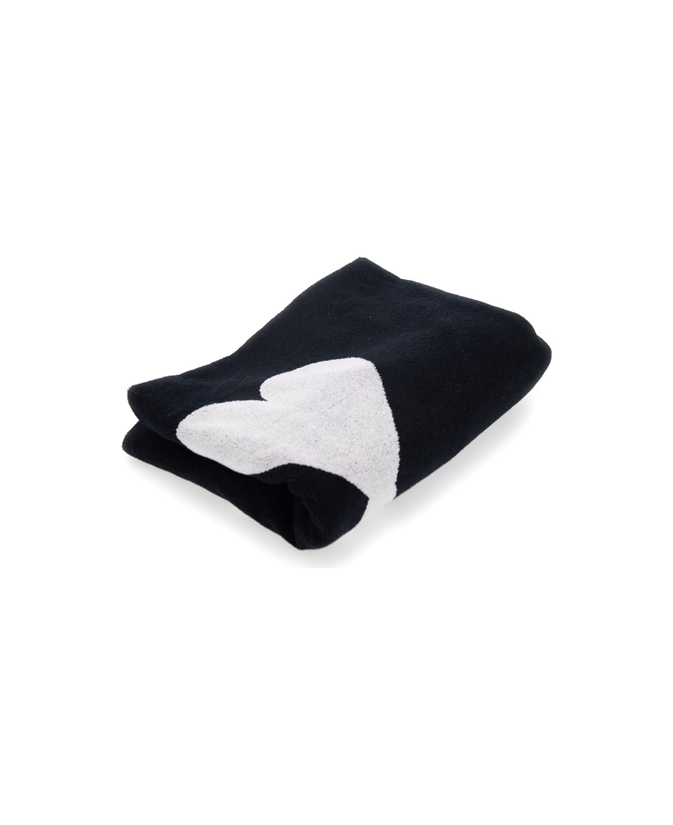 Ami Alexandre Mattiussi Black Beach Towel With Contrasting Monogram In Cotton - White インテリア雑貨