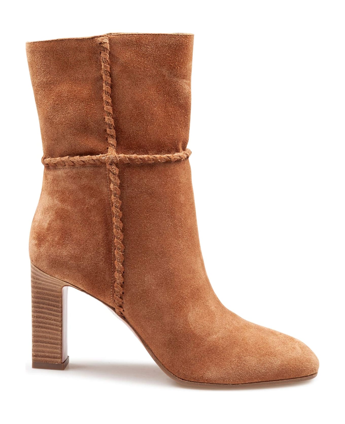 Aquazzura Indy 85 Suede Ankle Boot In Camel - Camel ブーツ
