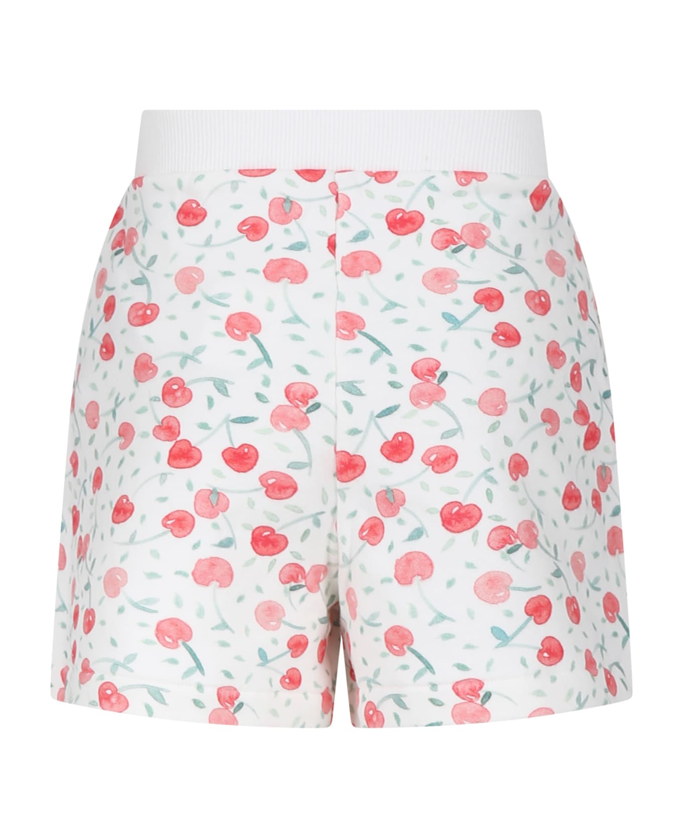 Bonpoint Ivory Sports Shorts For Girl With Cherries - WHITE