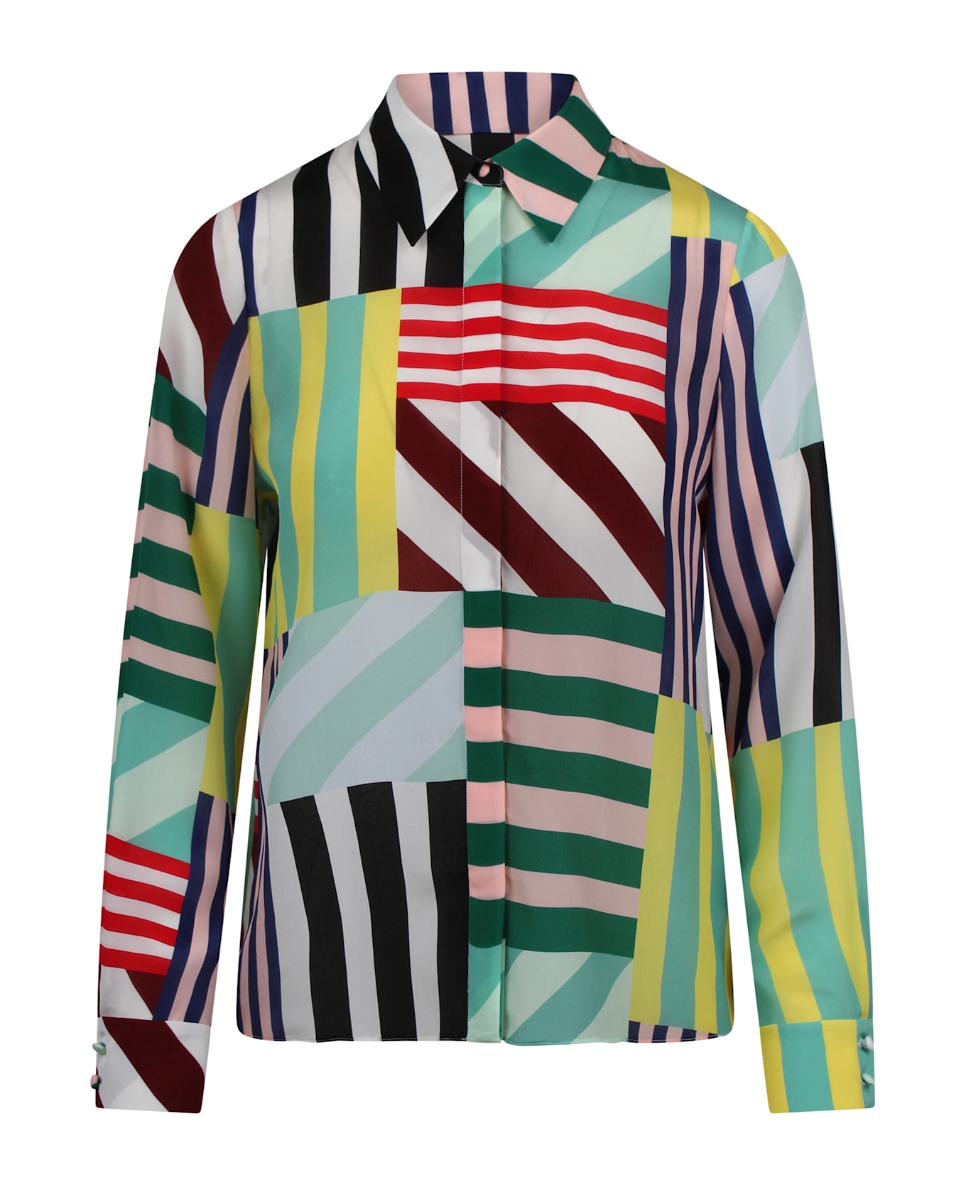 Alice + Olivia Alice Olivia Willa Placket Top Sorbet Stripe