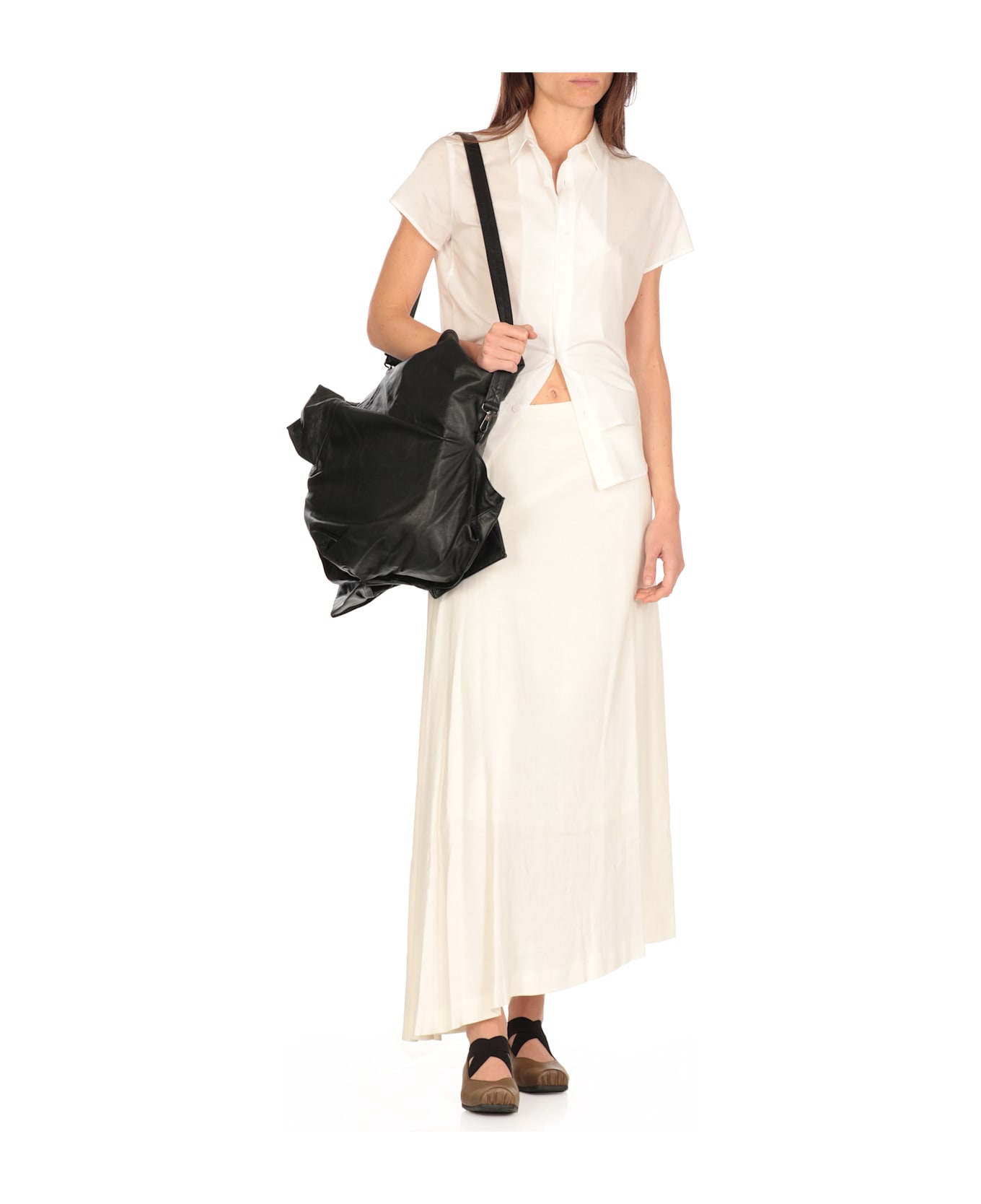 Y
s Linen Blend Skirt - White