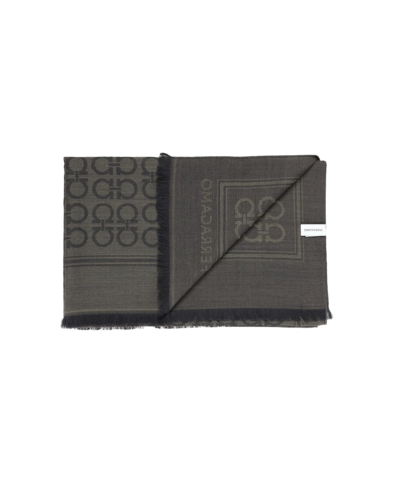 Ferragamo Gancini Square Stole - Olive green