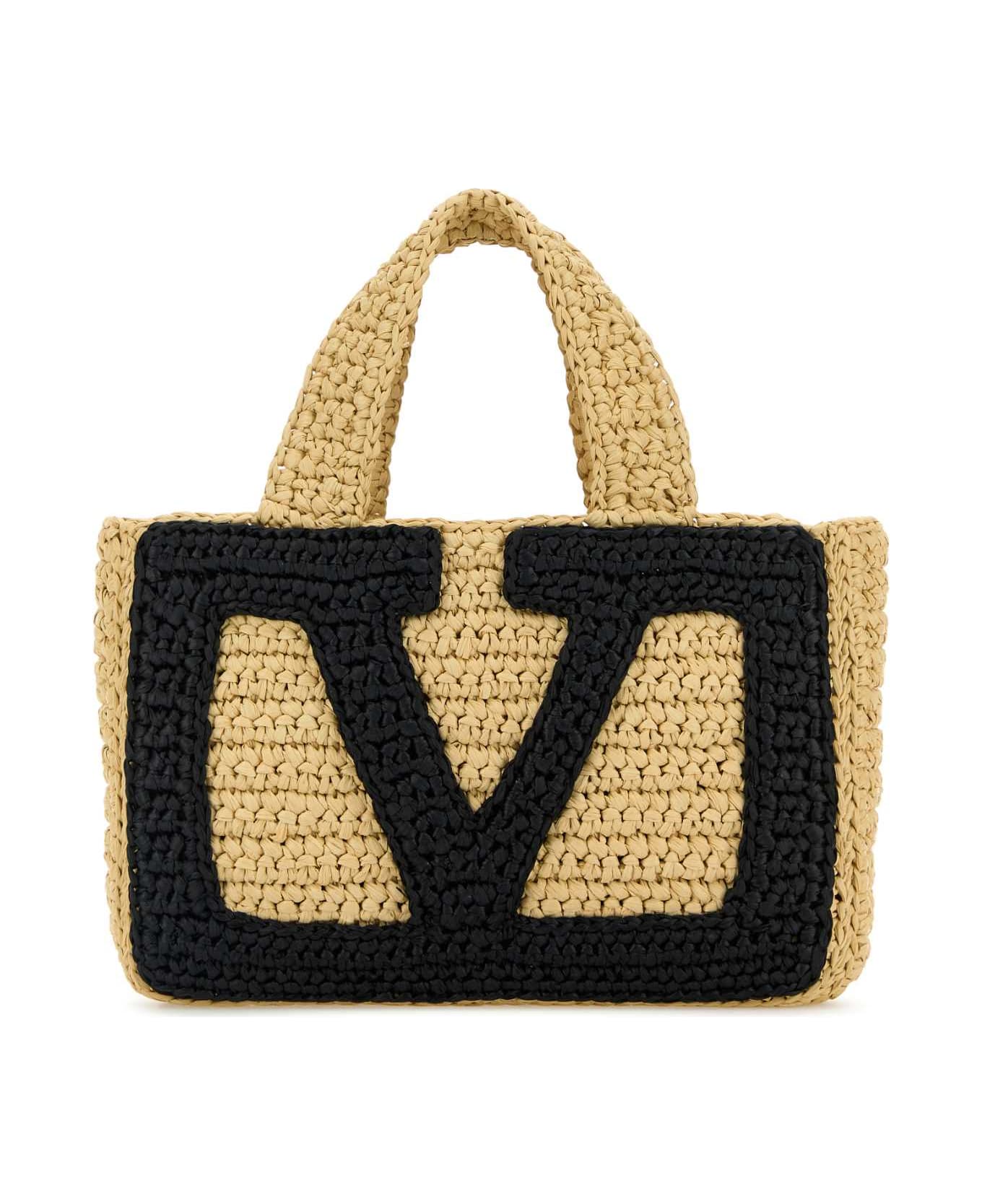 Valentino Garavani Raffia Small Viva Superstar Shopping Bag - NATURALENERO