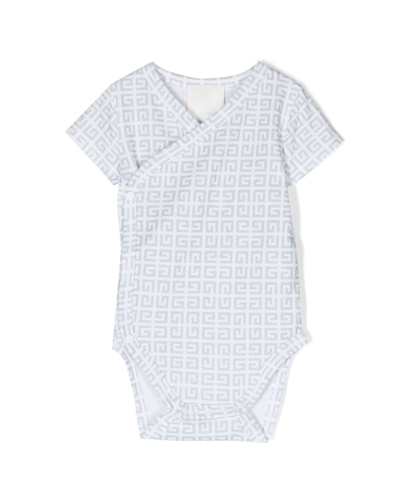Givenchy Blue And White Set Of Two Rompers With 4g Logo And Teddy Bear In Cotton Boy - White