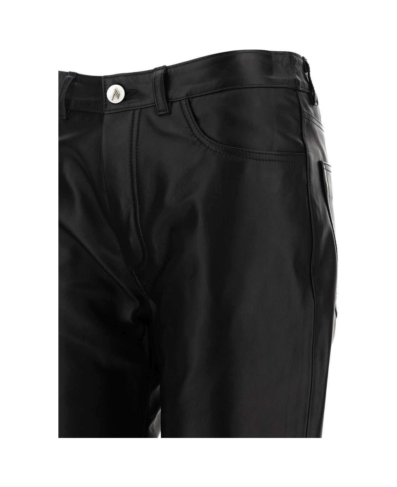 The Attico Black Leather Pants - Black