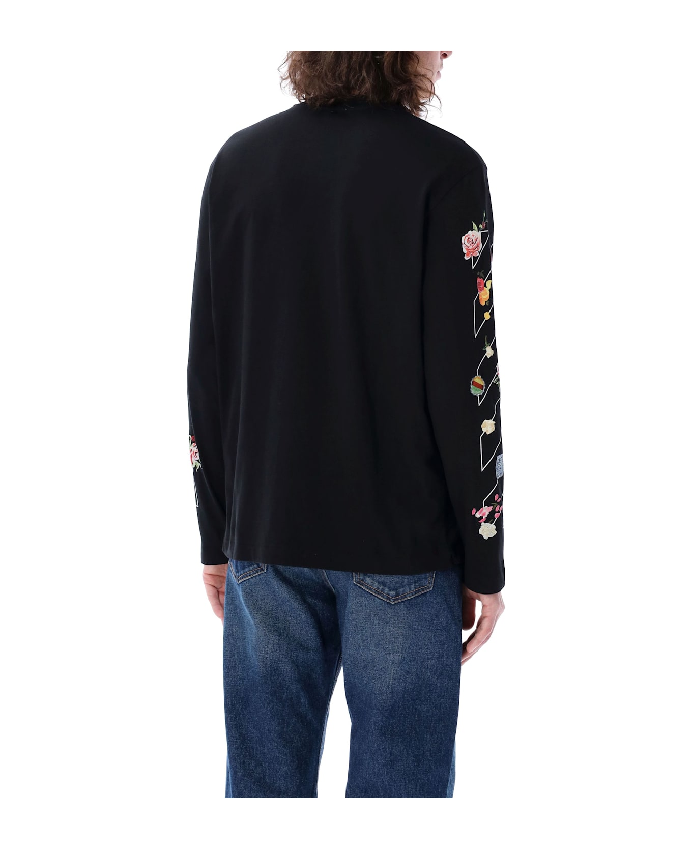 Off-White Fresco Diag Skate L/s Tee - BLACK WHITE