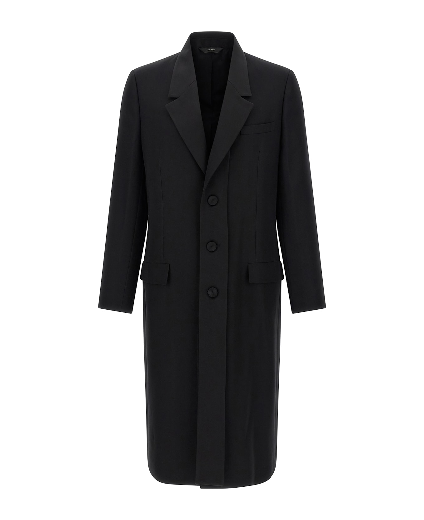 Fendi Crepe Wool Coat - Black  