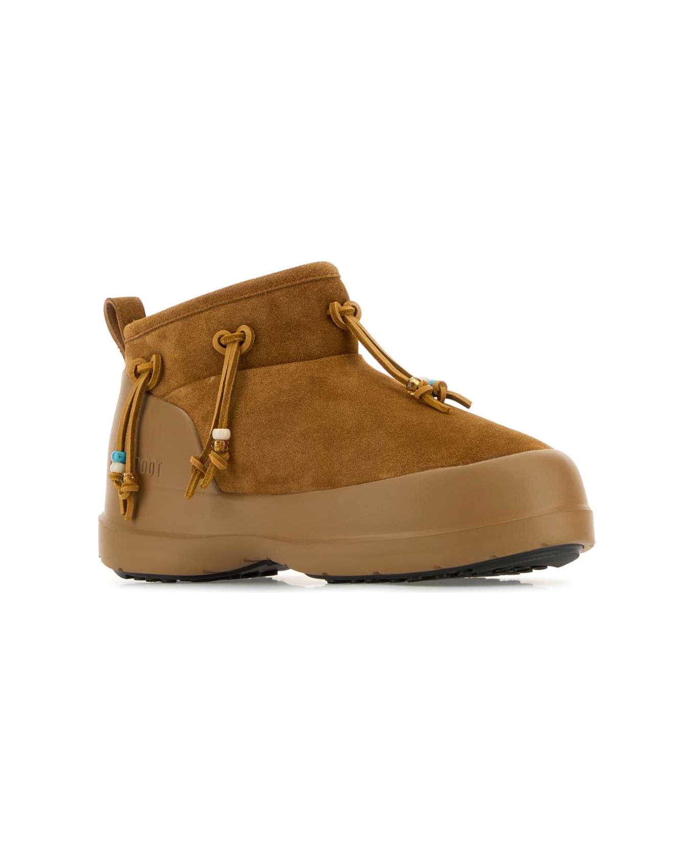 Moon Boot Caramel Suede Luna Low Ankle Boots - COGNAC