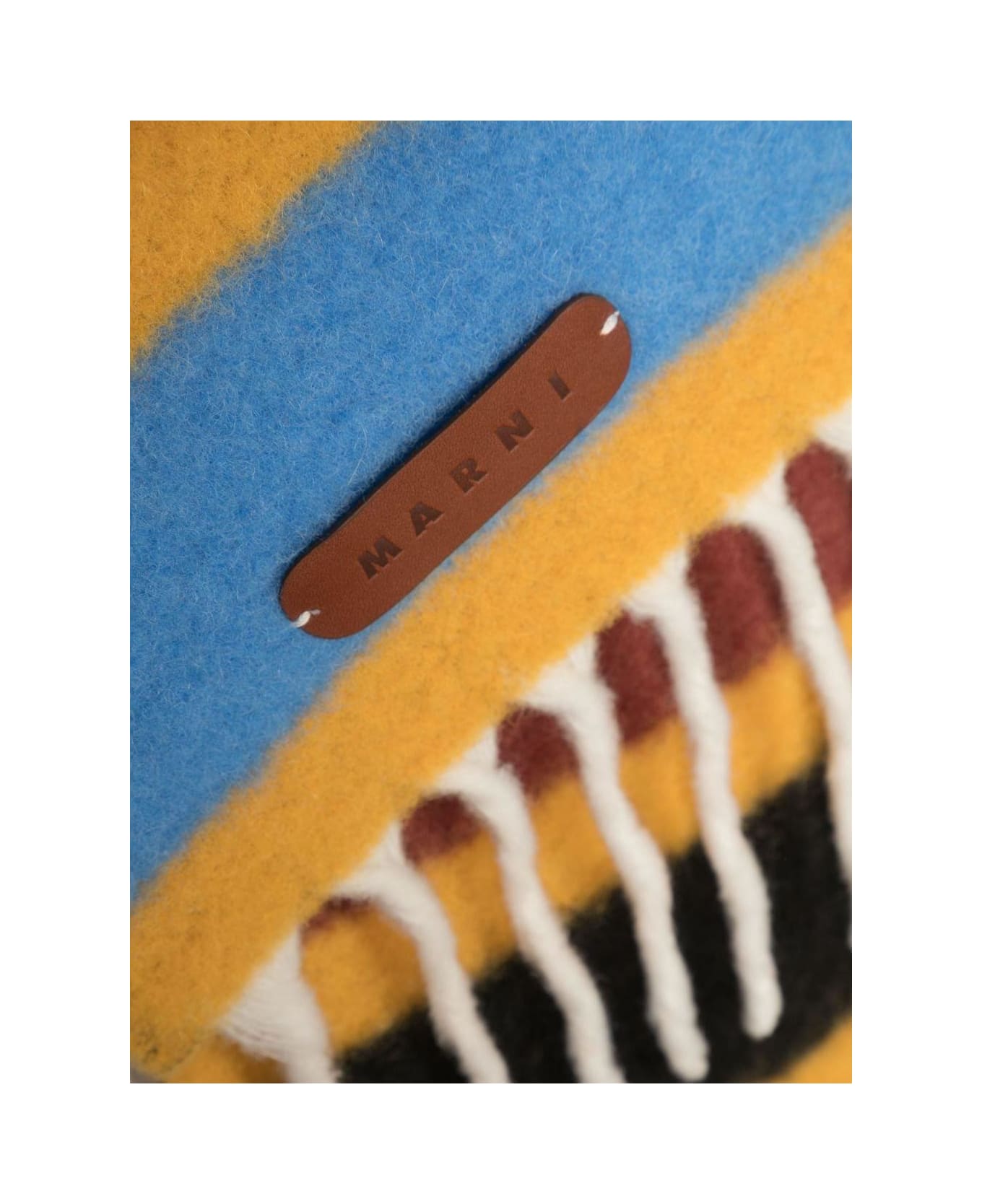 Marni Striped Fringed Knit Scarf - Powder Blu
