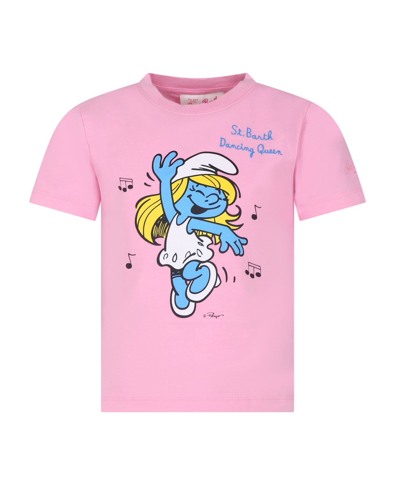 MC2 Saint Barth Pink T-shirt For Girl With Smurfette Print - Pink