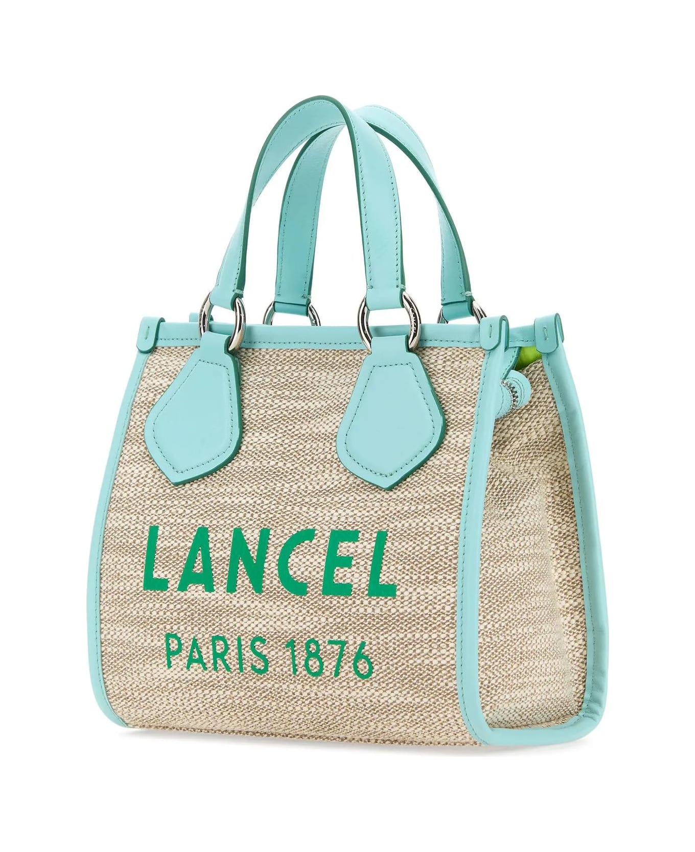 Lancel Multicolor Canvas Summer Shopping Bag - Pe Natural Mint Emerald トートバッグ