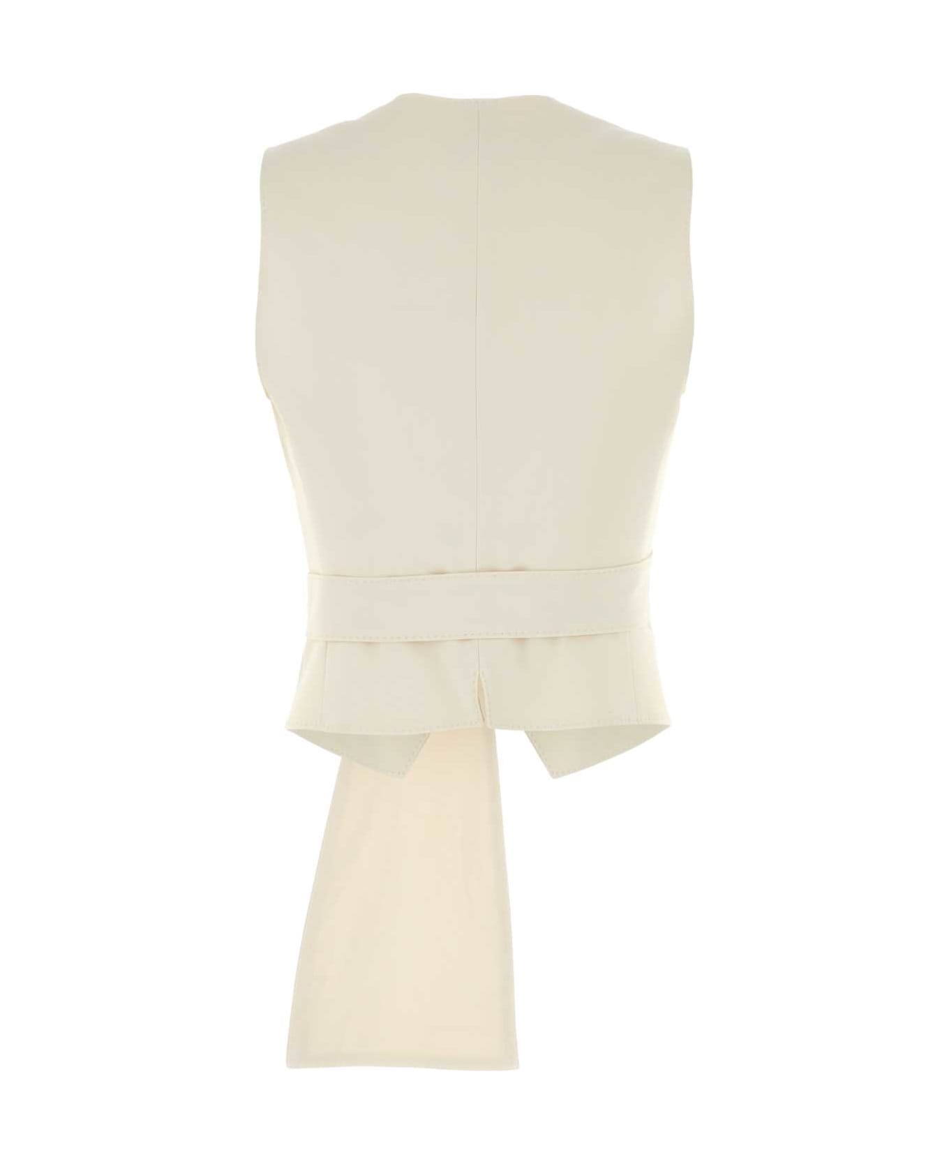 Max Mara Ivory Stretch Cotton Zampa Vest - BIANCO