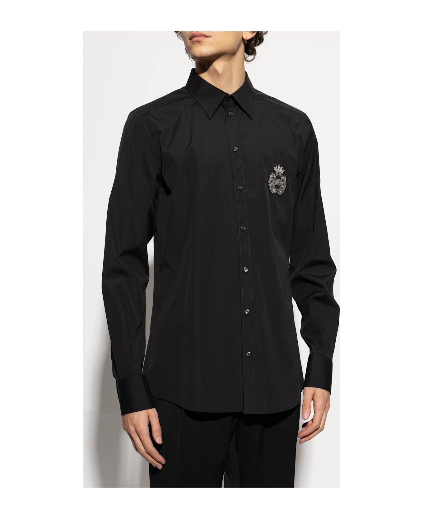 Dolce 
Gabbana Cotton Shirt With Appliqué - Black