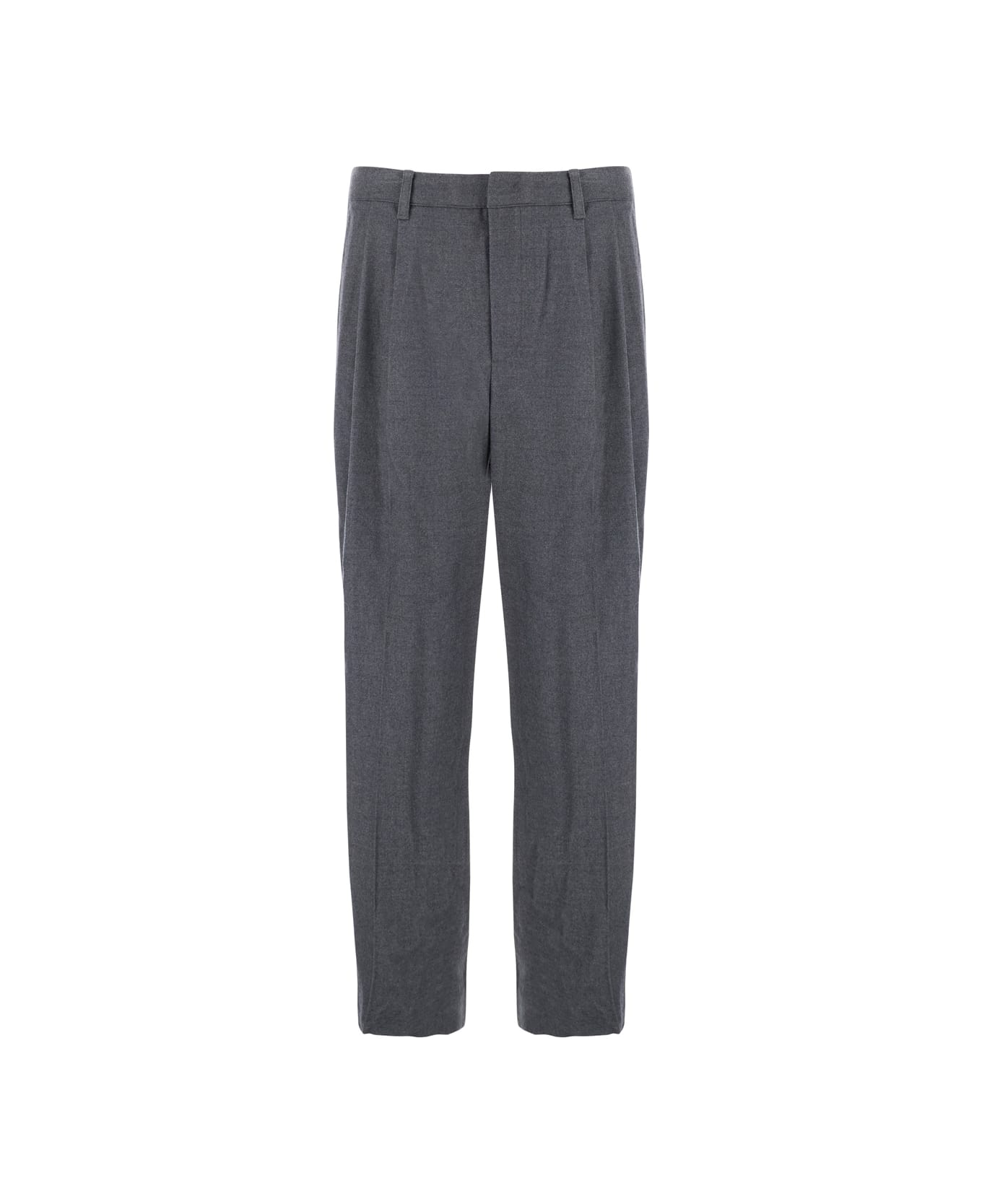 Dunst Grey Tailored Trousers With Front Pleats In Fabric Man - Grey