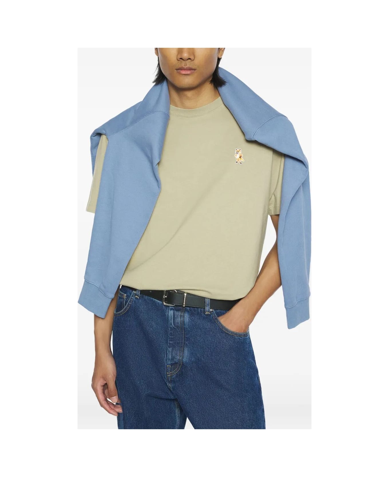 Maison Kitsuné Standing Fox Comfort Tee Shirt - Concrete Beige