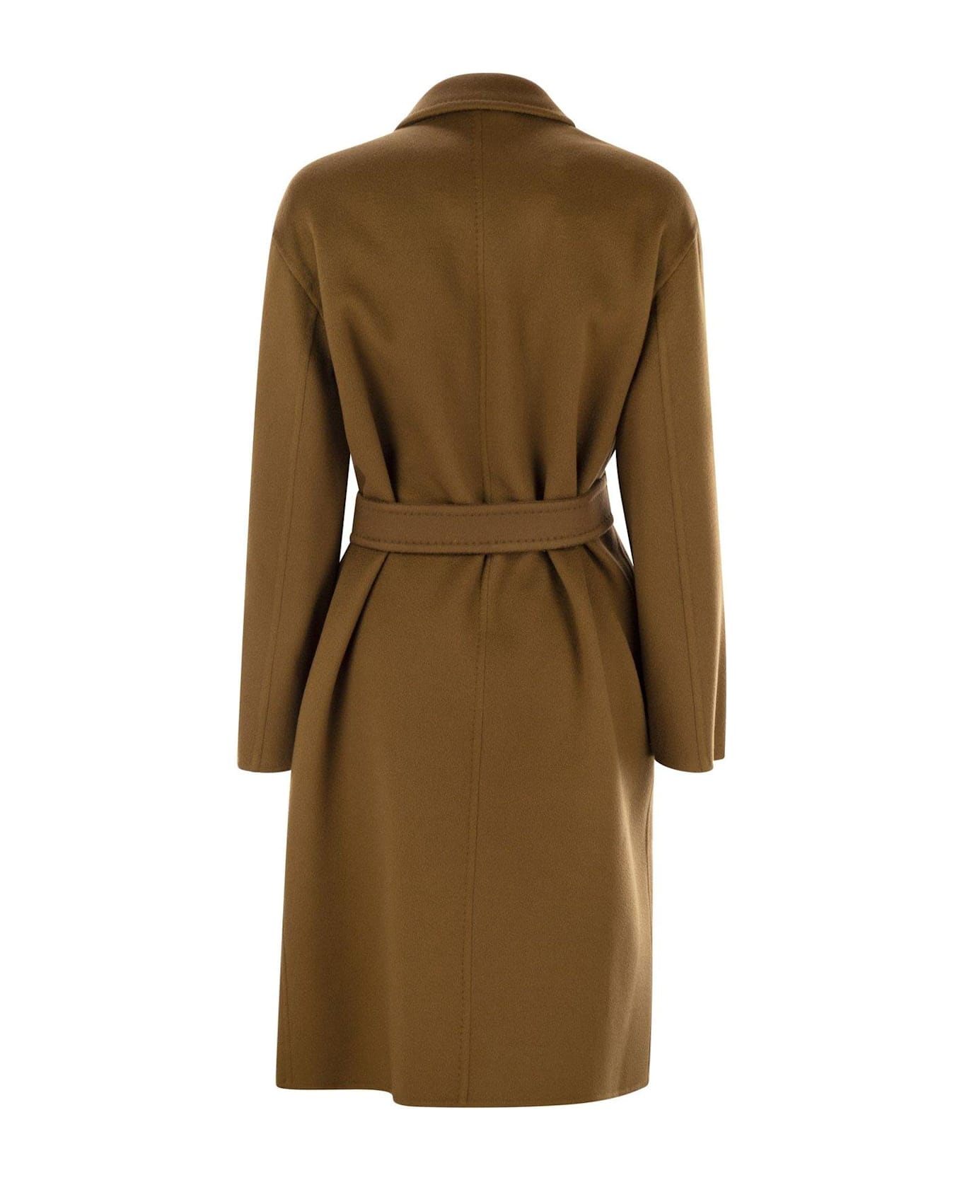 Max Mara Melinda Belted Long-sleeved Coat - Leather Brown