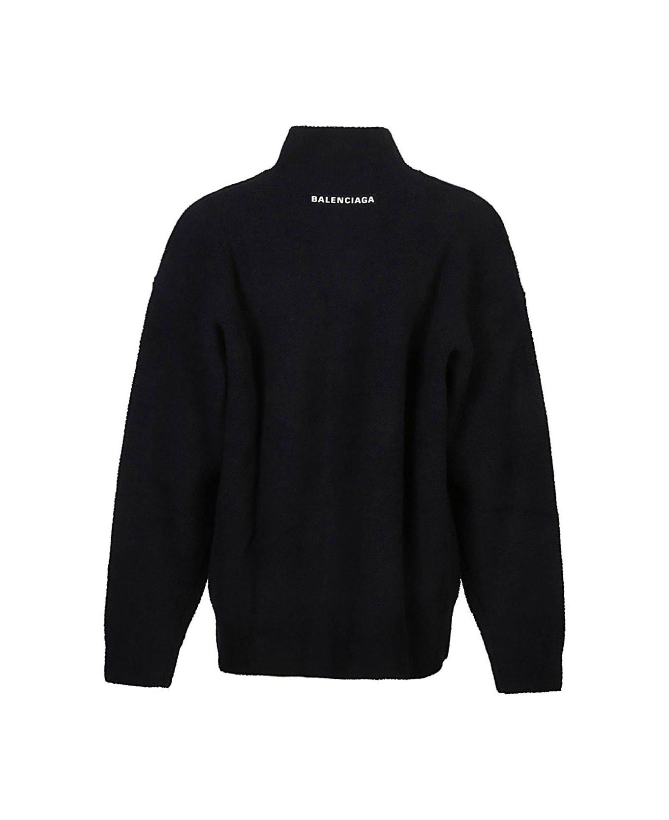 Balenciaga Quarter-zip Knit Sweater - BLACK