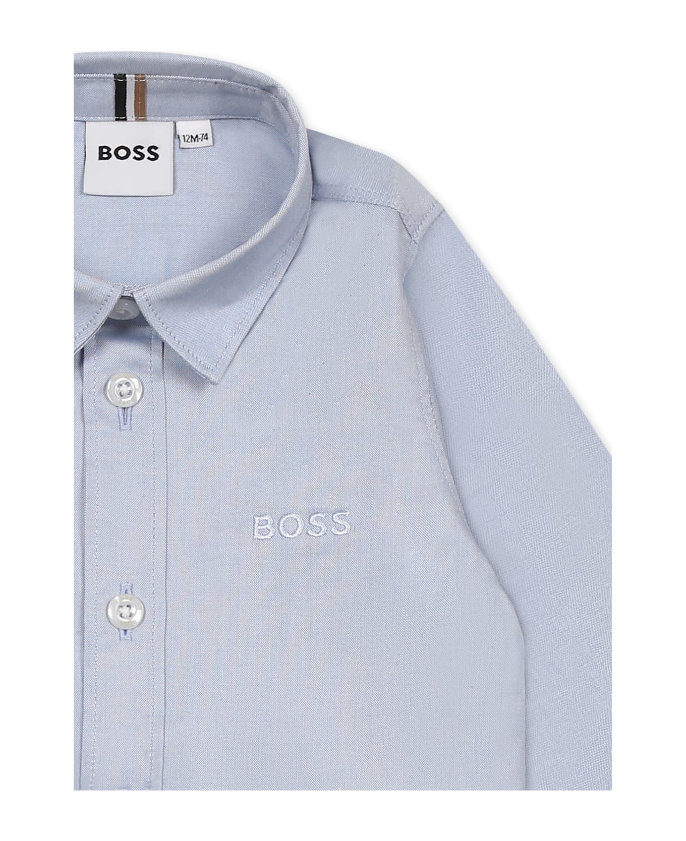 Hugo Boss Light Shirt For Baby Boy With Logo - Light Blue