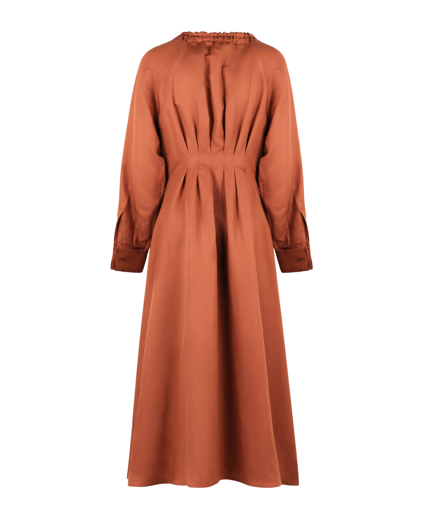 Max Mara Drina Linen And Silk Dress - brown ワンピース＆ドレス