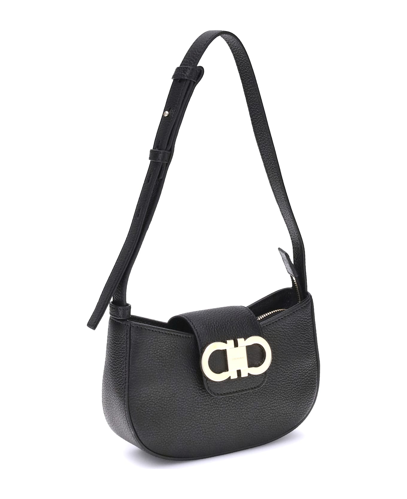 Ferragamo Gancini Shoulder Bag - BLACK