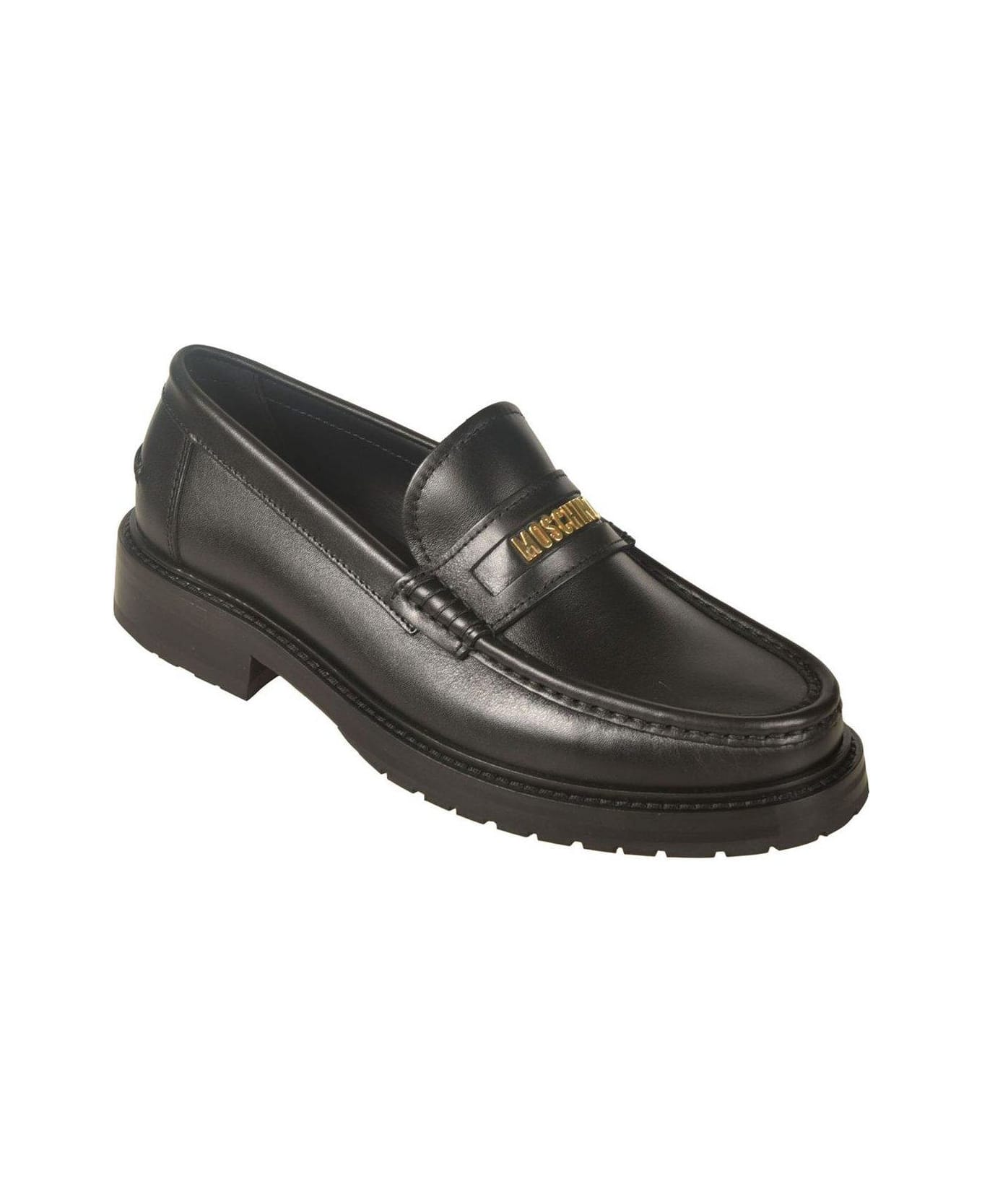 Moschino Logo-lettering Slip-on Loafers - Nero